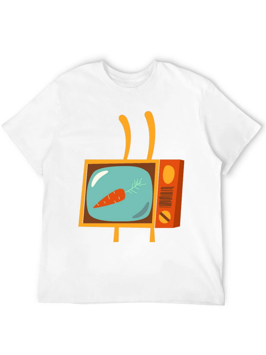 Retro Carrot TV Graphic Tee - Black Cotton T-Shirt