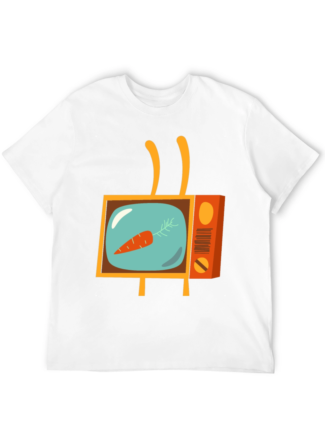 Retro Carrot TV Graphic Tee - Black Cotton T-Shirt