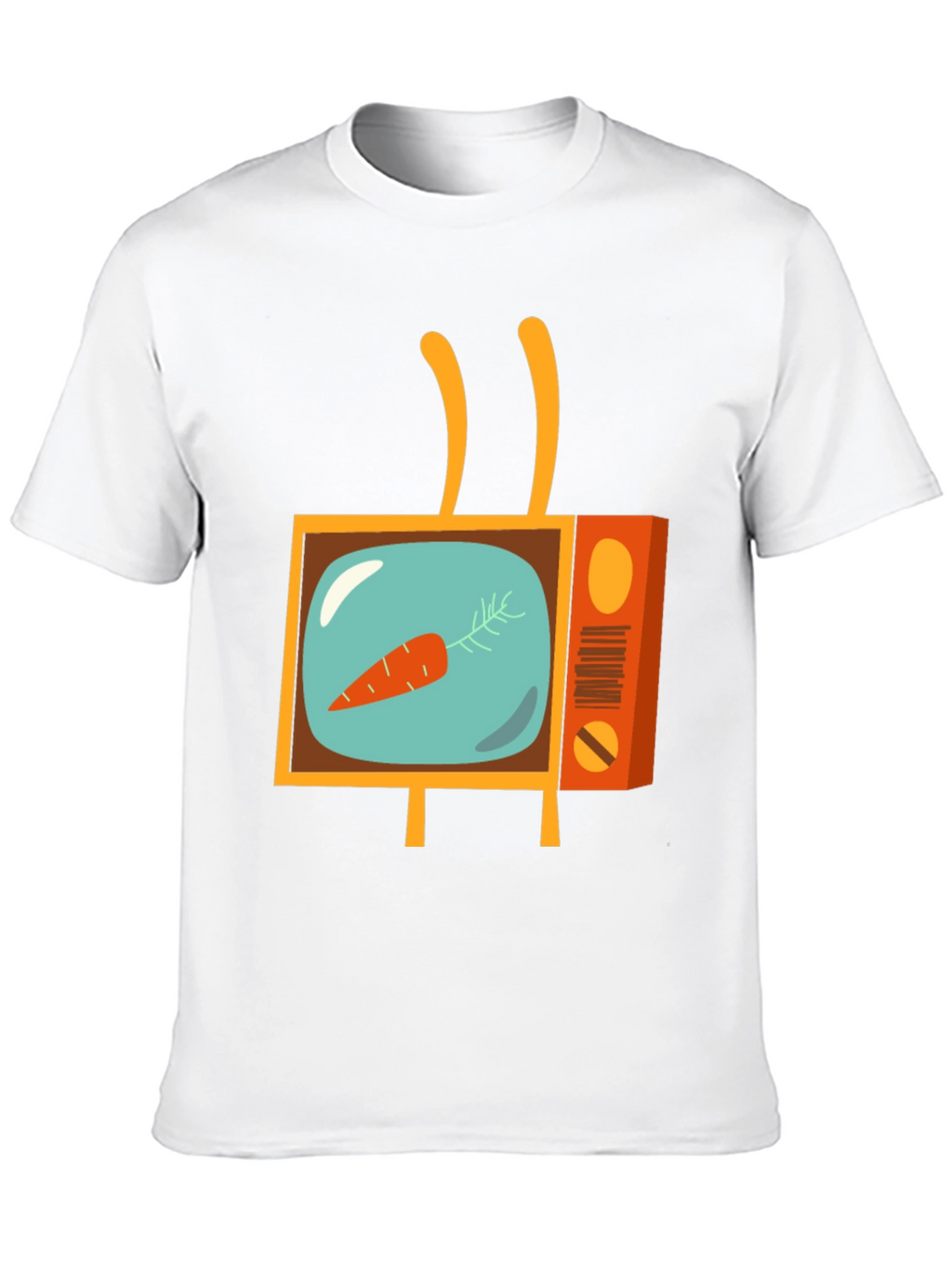 Retro Carrot TV Graphic Tee - Black Cotton T-Shirt