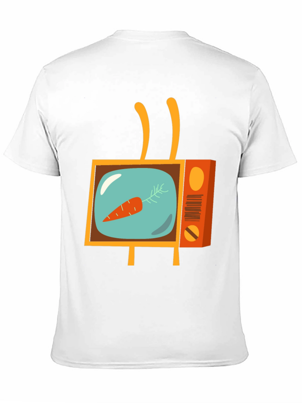 Retro Carrot TV Graphic Tee - Black Cotton T-Shirt