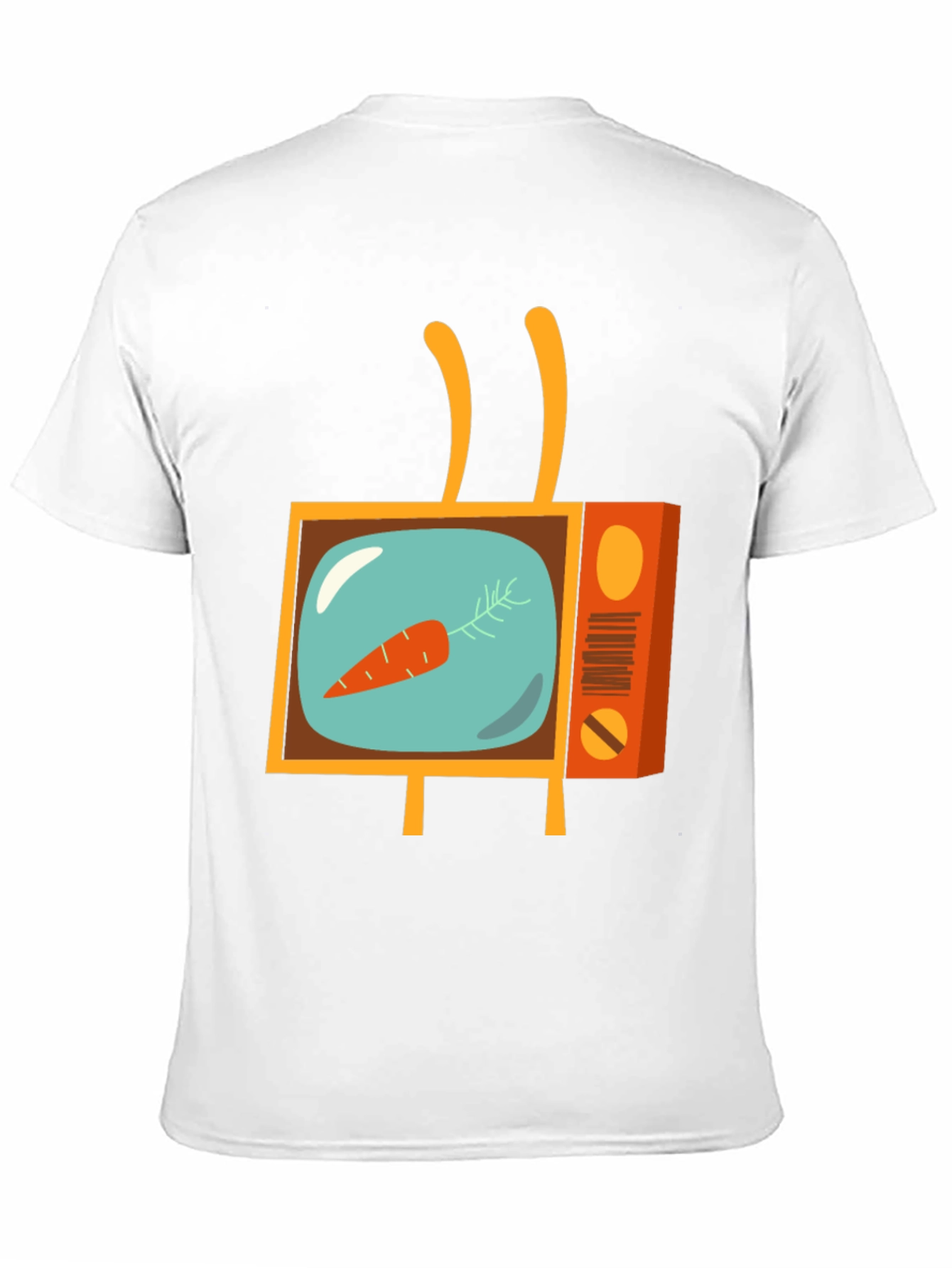 Retro Carrot TV Graphic Tee - Black Cotton T-Shirt