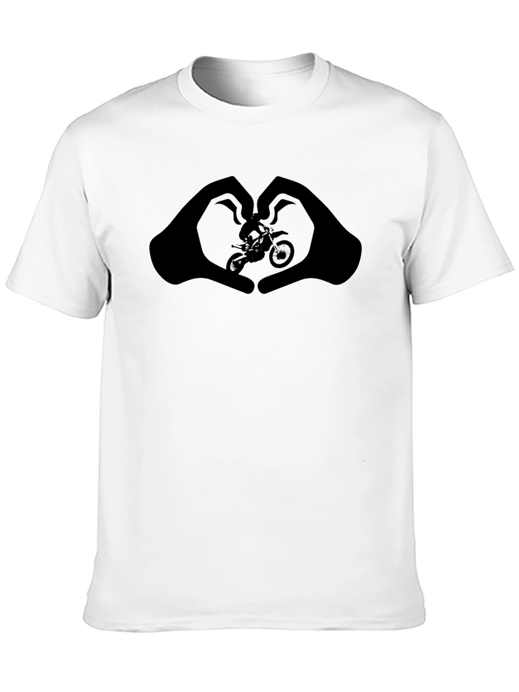 Motorcycle Heart Hands Graphic Tee - Black