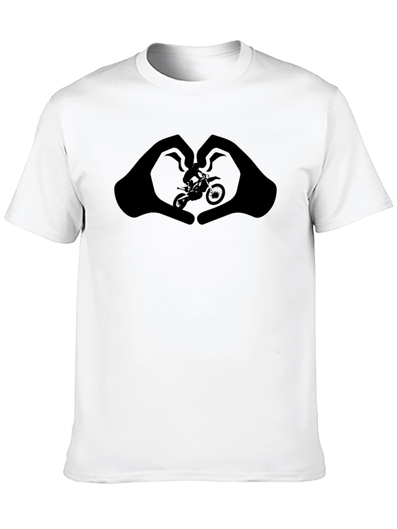 Motorcycle Heart Hands Graphic Tee - Black