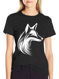 Fox Head Graphic Print Black T-Shirt