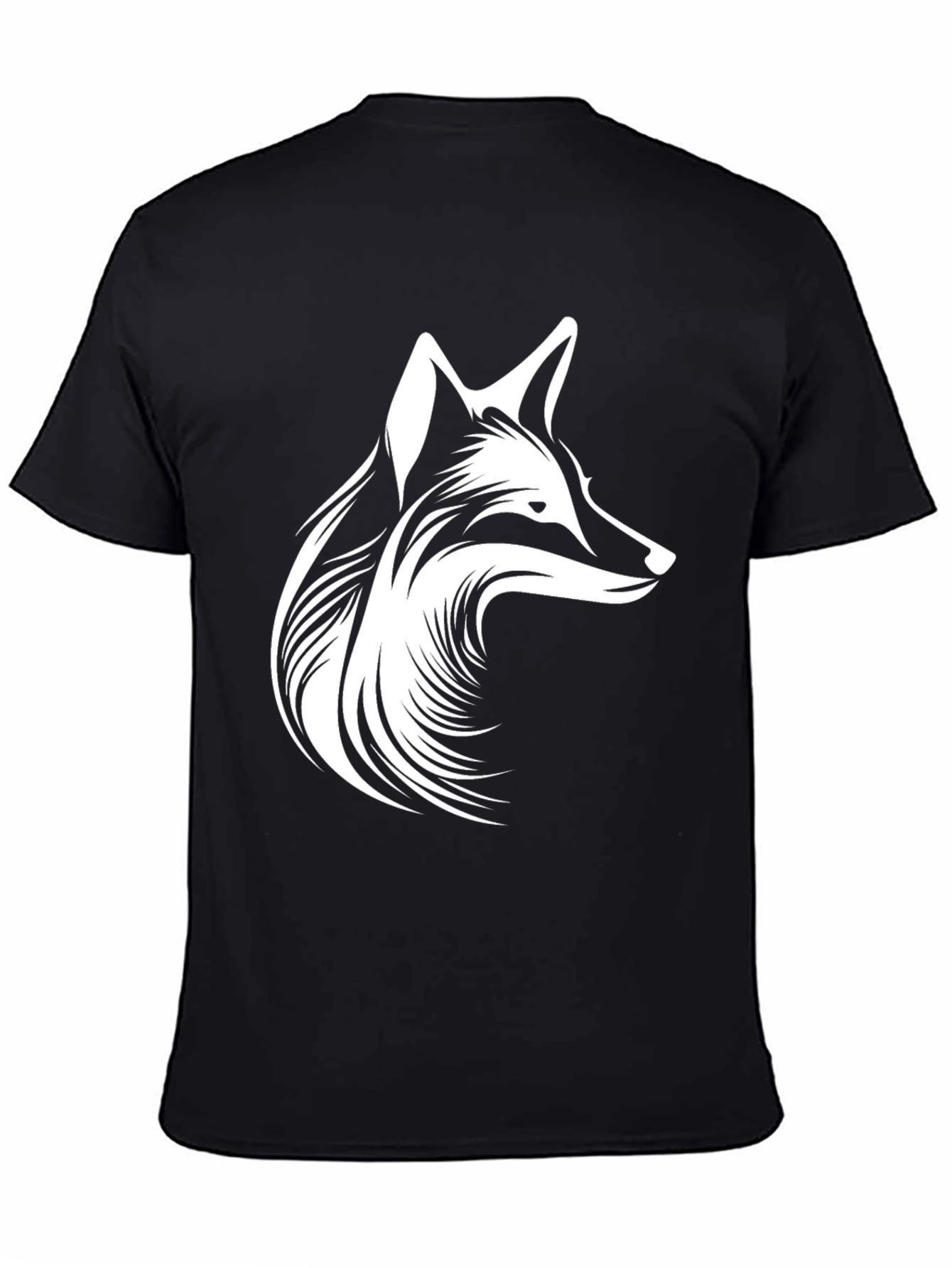 Fox Head Graphic Print Black T-Shirt
