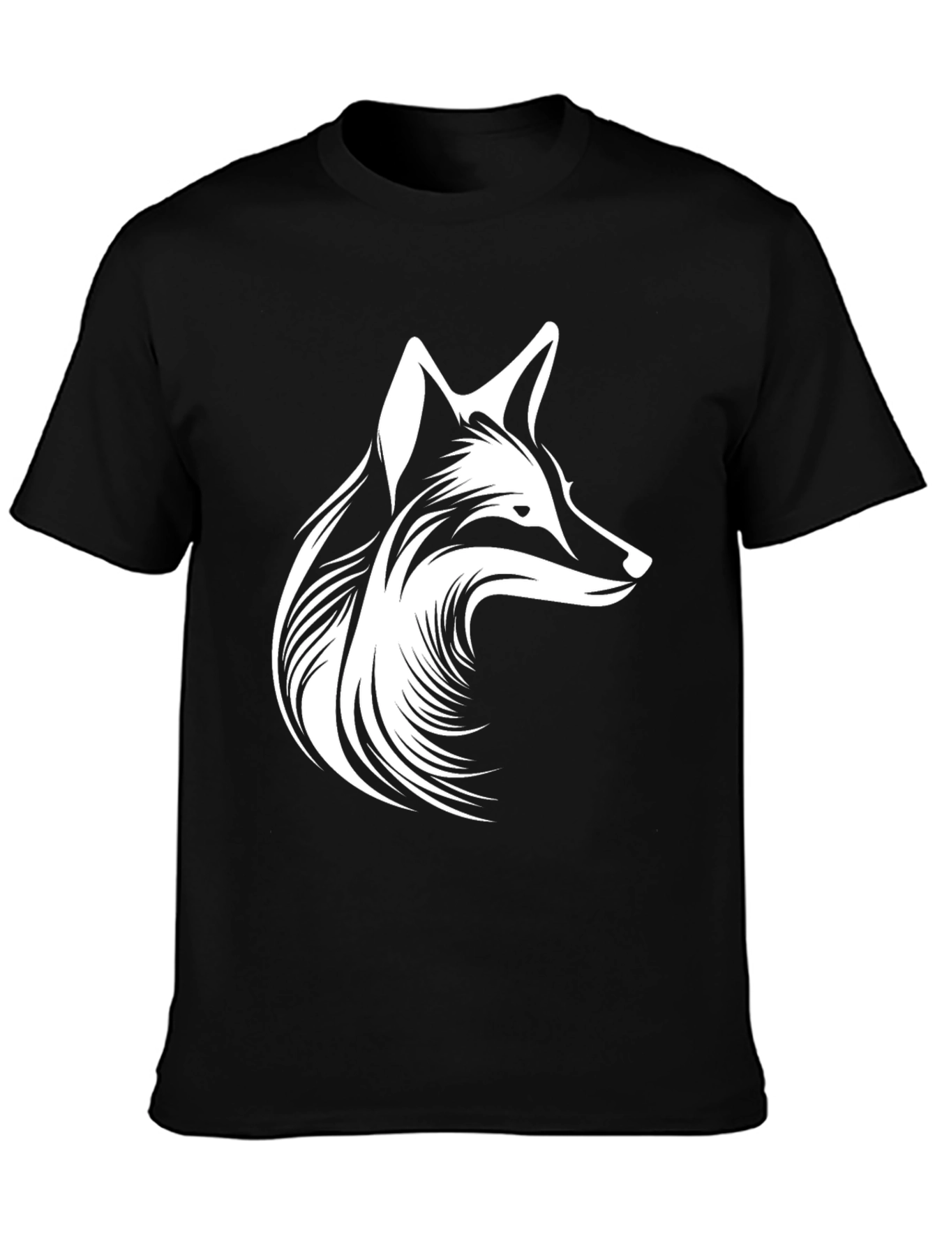 Fox Head Graphic Print Black T-Shirt
