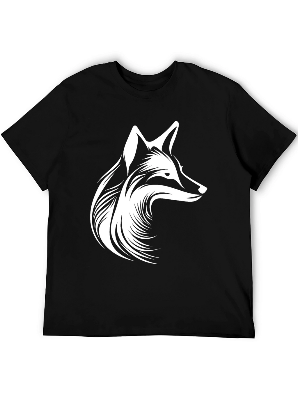 Fox Head Graphic Print Black T-Shirt
