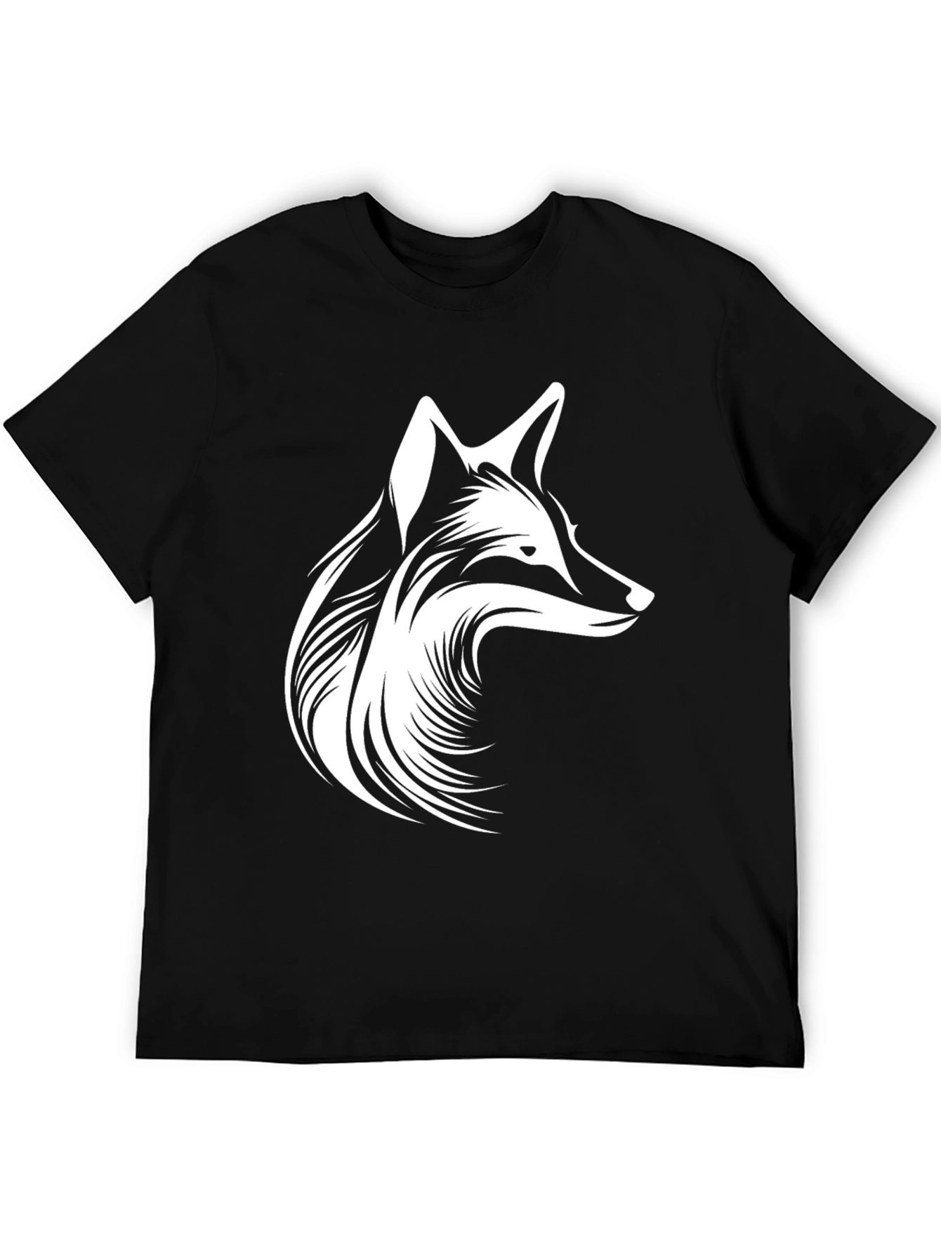 Fox Head Graphic Print Black T-Shirt