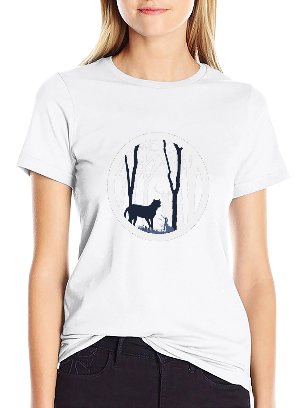 Nature Scene Graphic Tee - Black Cotton Blend