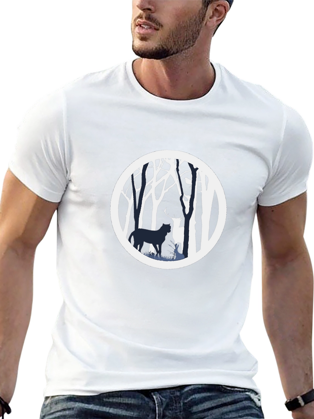 Nature Scene Graphic Tee - Black Cotton Blend