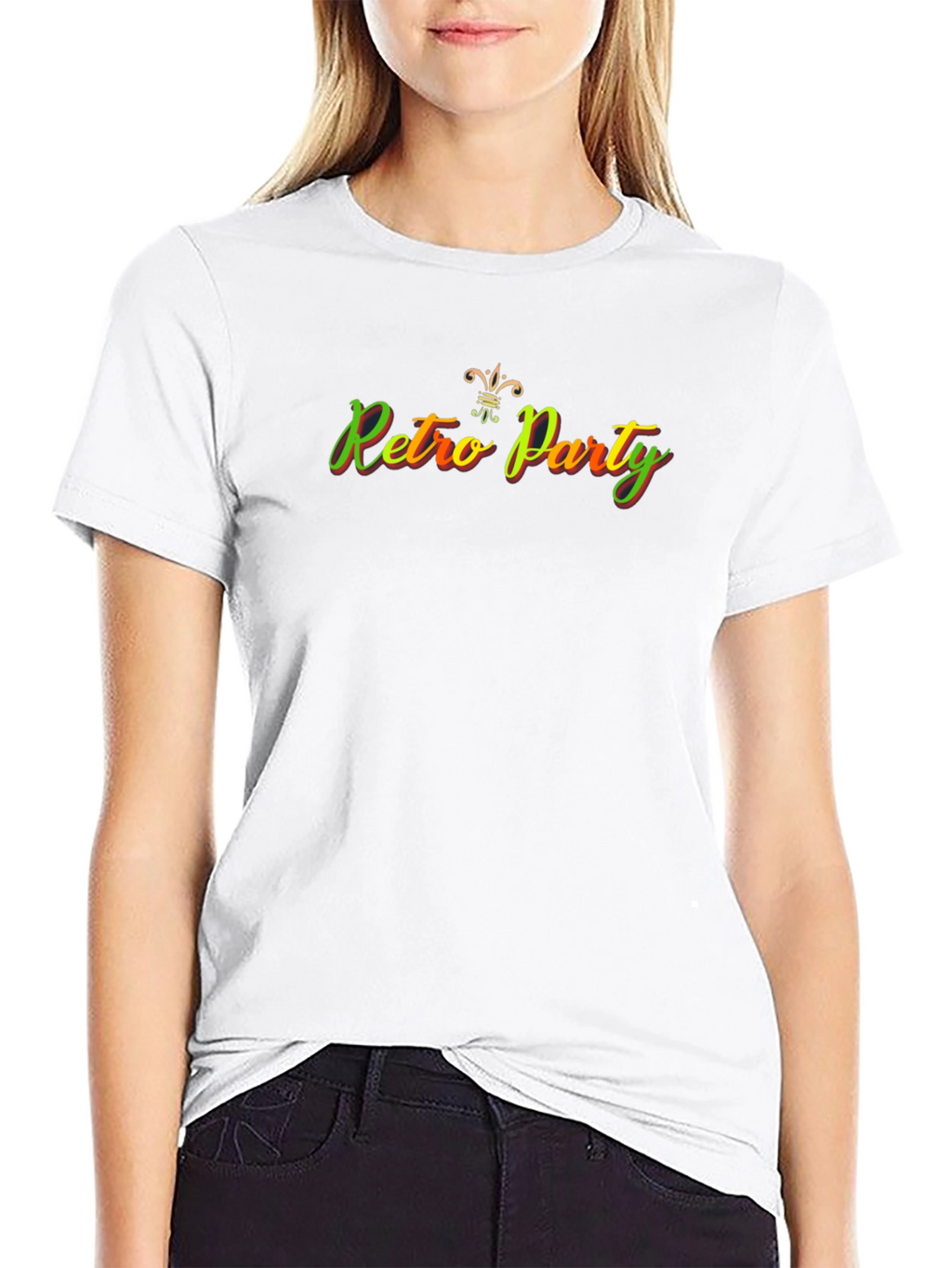 Retro Party Graphic T-Shirt - Black Crew Neck Tee