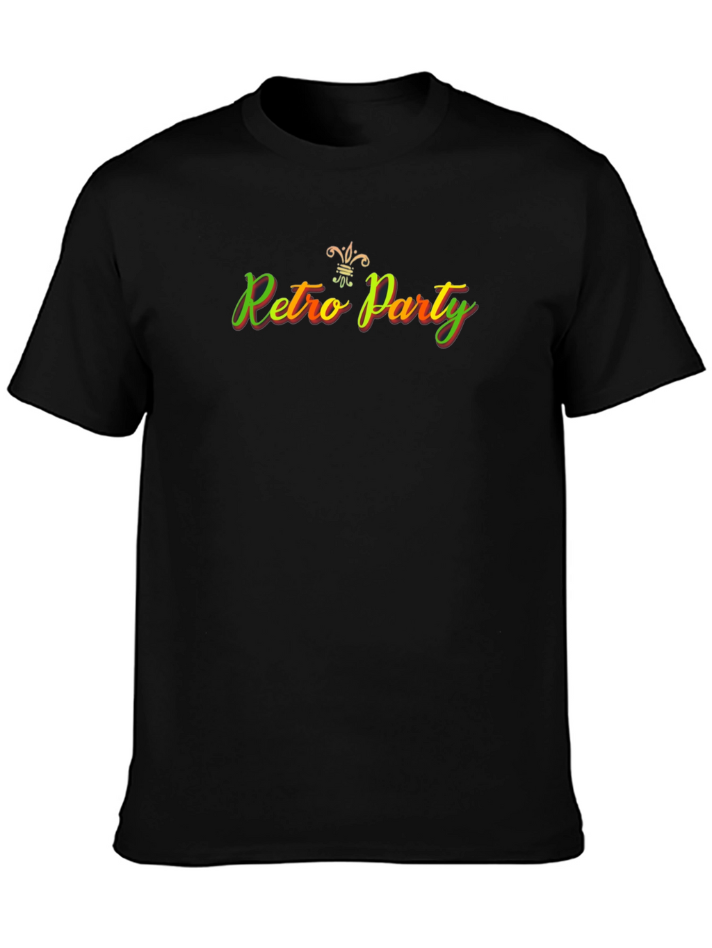 Retro Party Graphic T-Shirt - Black Crew Neck Tee