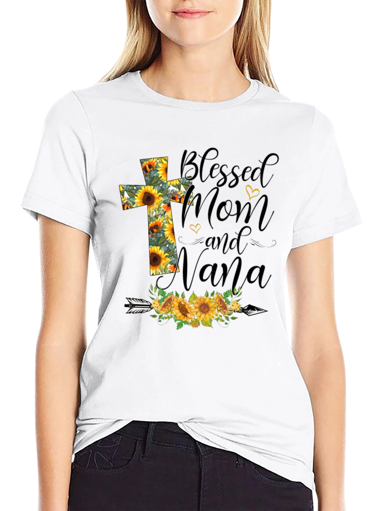 Blessed Mom and Nana Sunflower Graphic T-Shirt