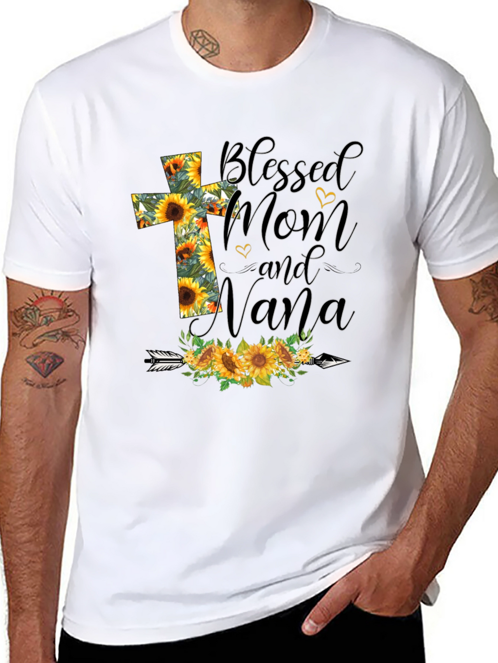 Blessed Mom and Nana Sunflower Graphic T-Shirt