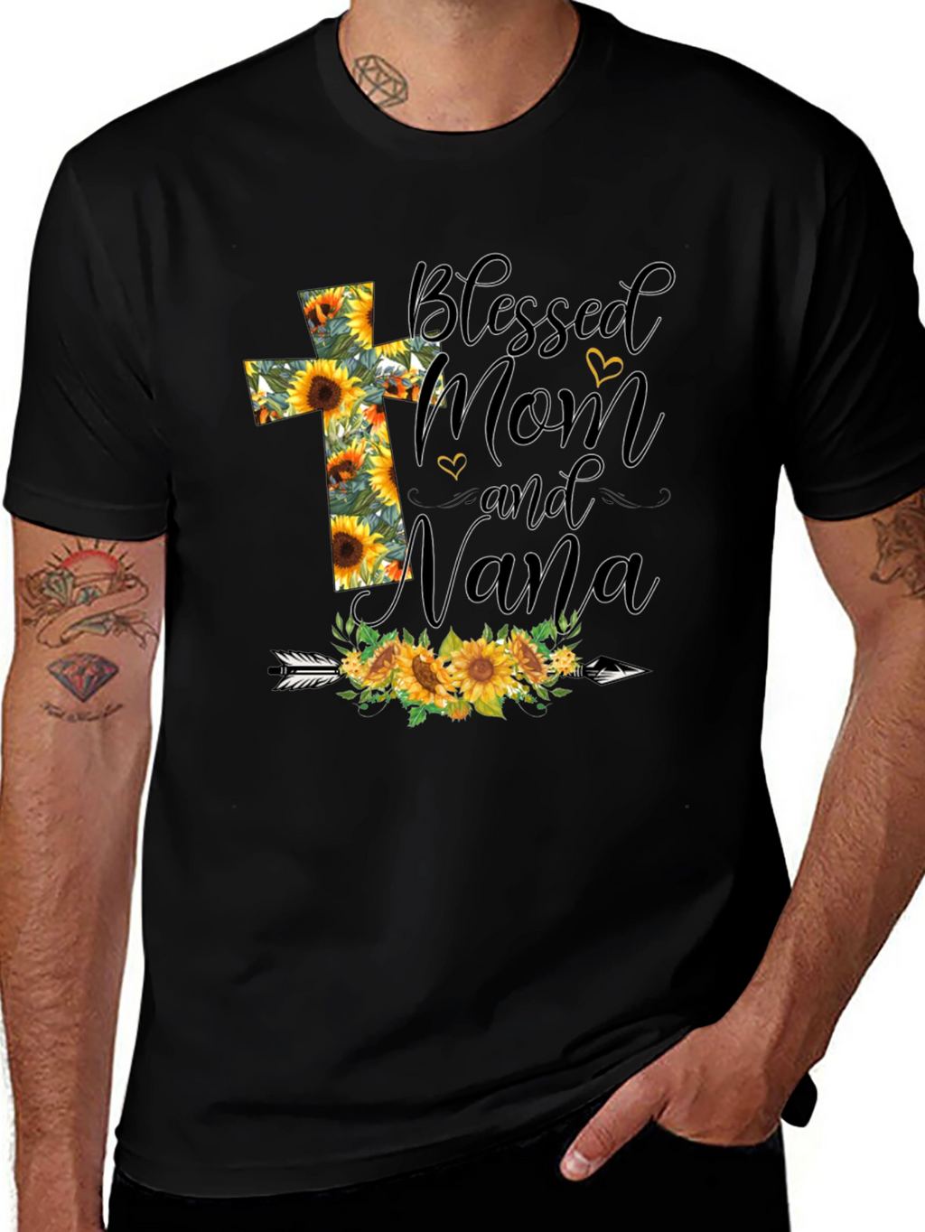 Blessed Mom and Nana Sunflower Graphic T-Shirt