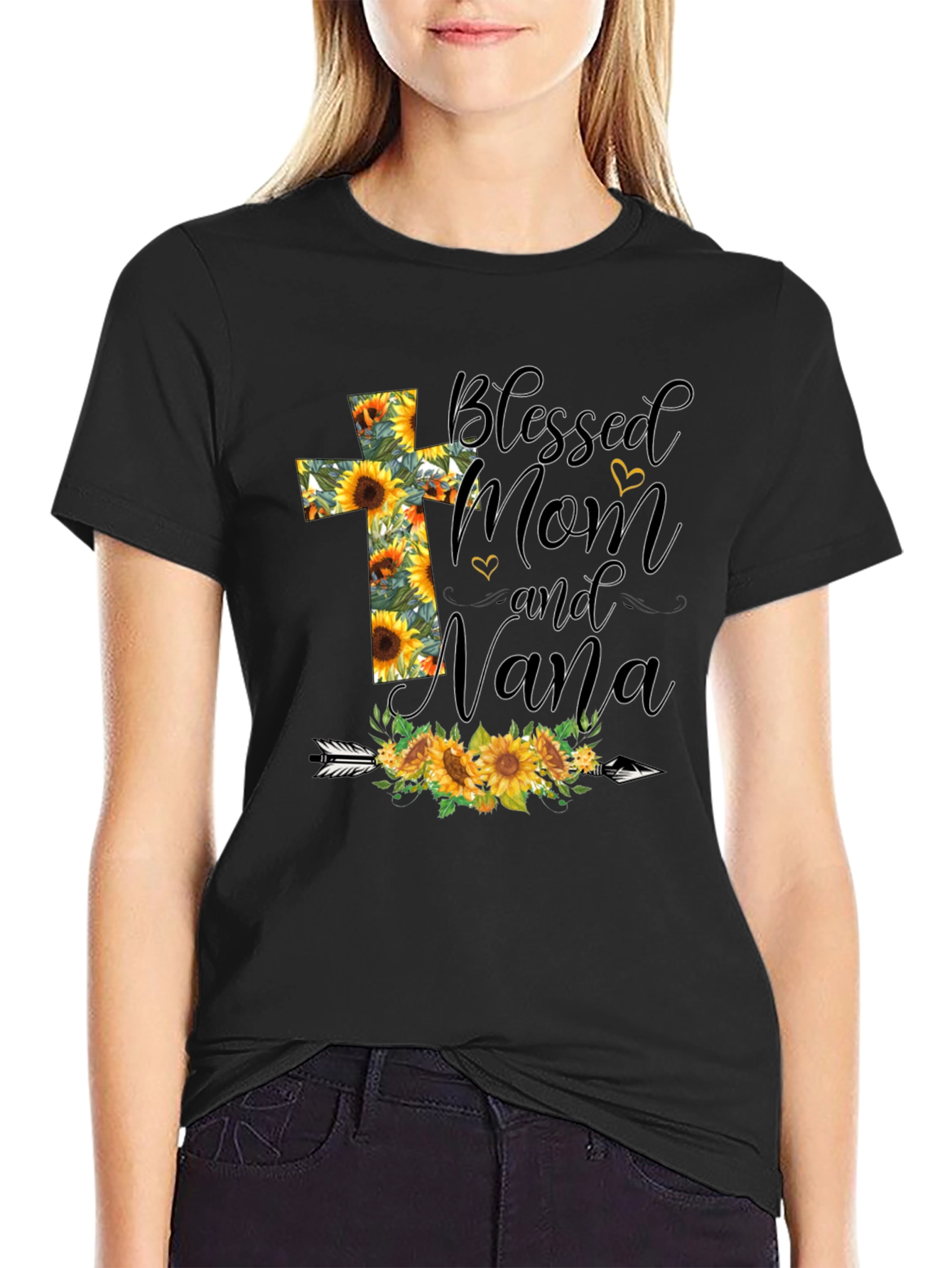 Blessed Mom and Nana Sunflower Graphic T-Shirt