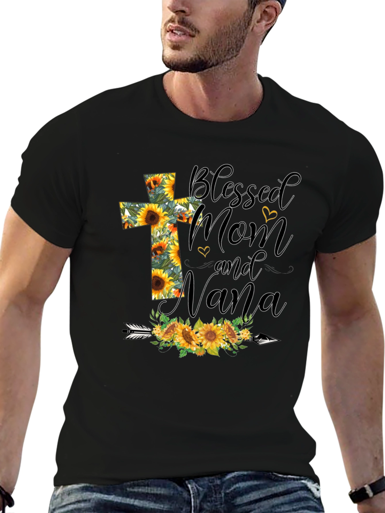 Blessed Mom and Nana Sunflower Graphic T-Shirt