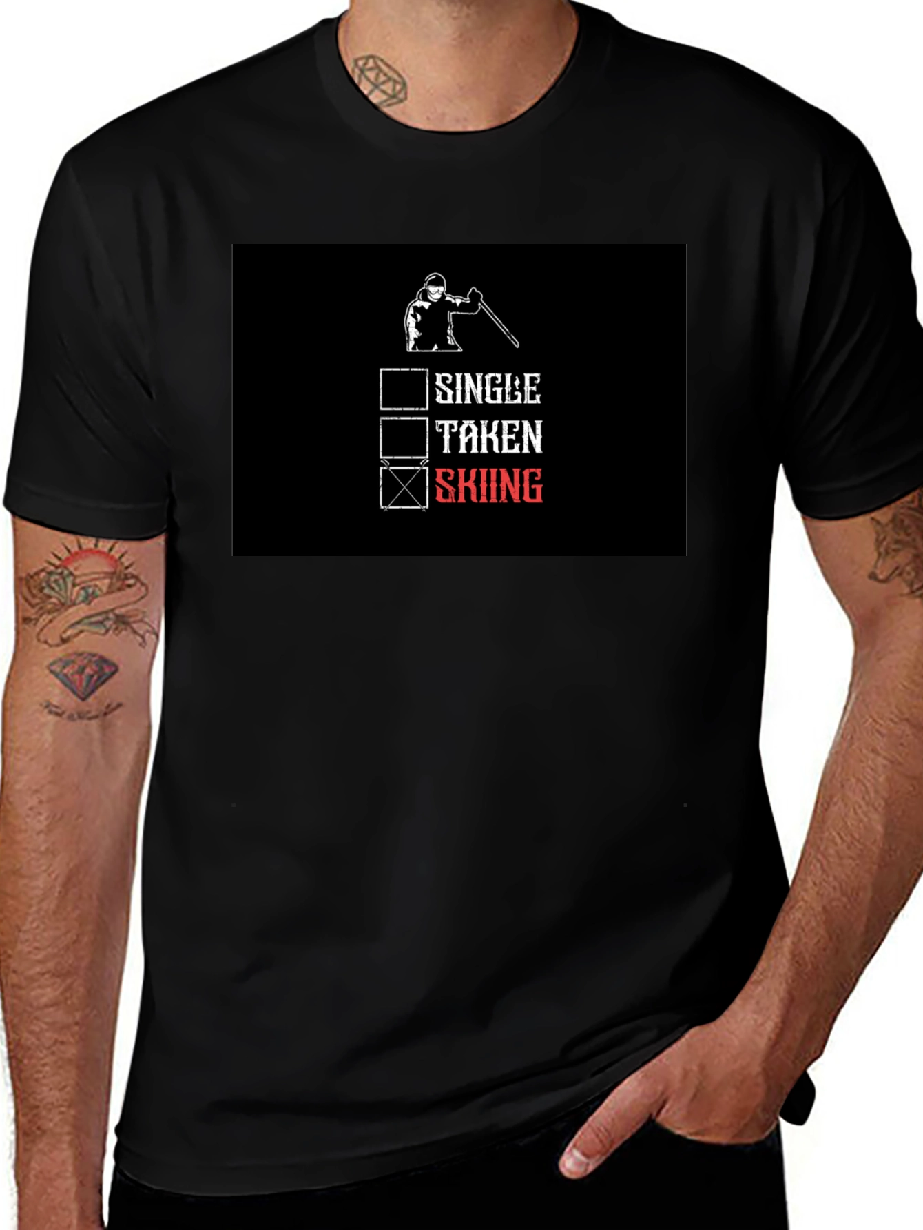 Skiing T-Shirt: Single Taken Skiing Checkbox Tee