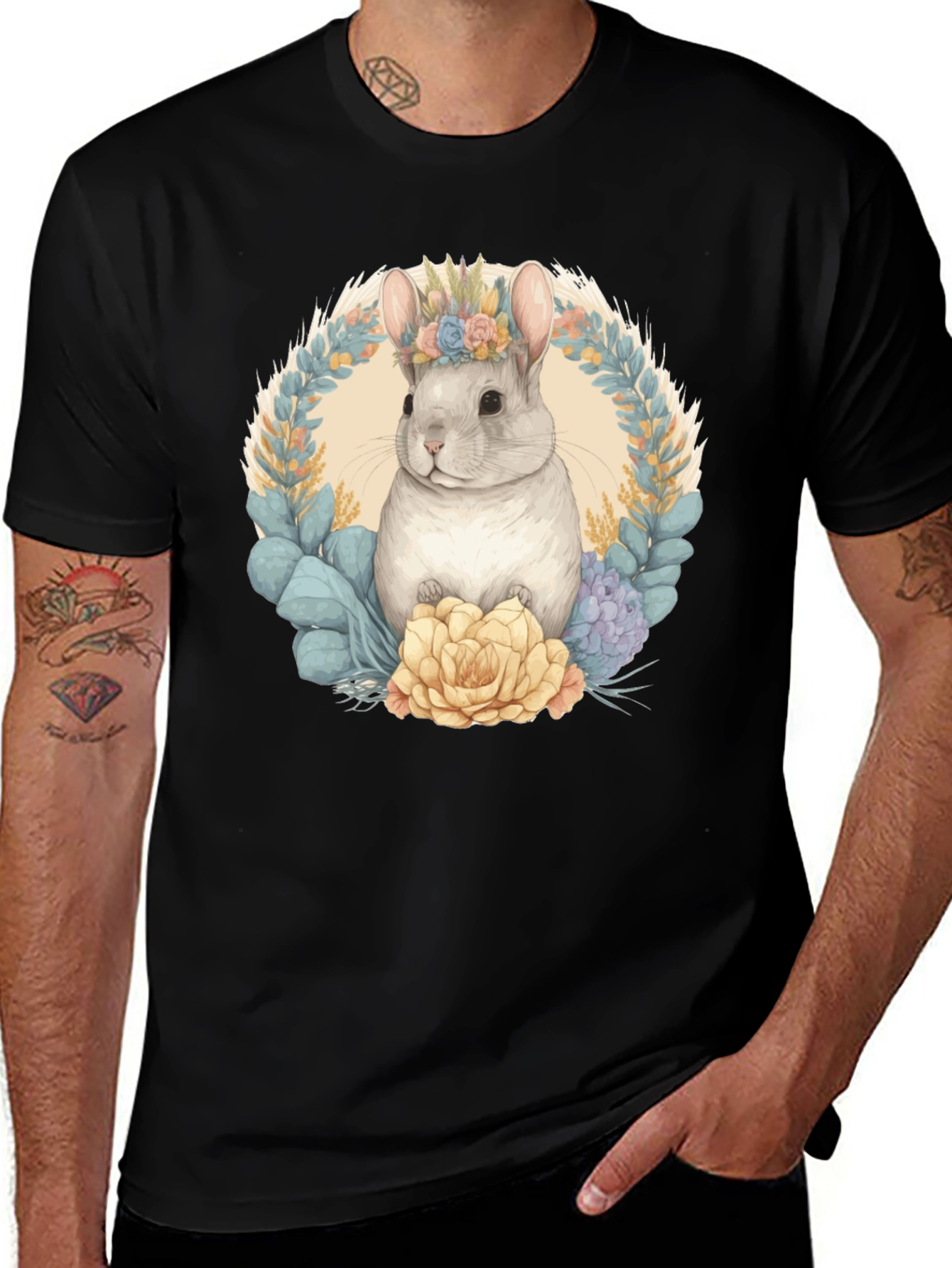 Chinchilla Floral Wreath Graphic Tee