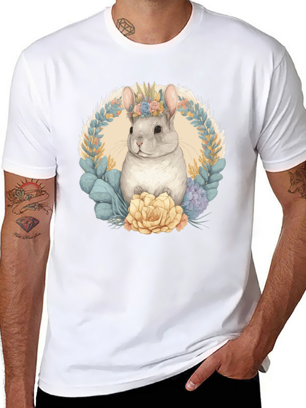 Chinchilla Floral Wreath Graphic Tee