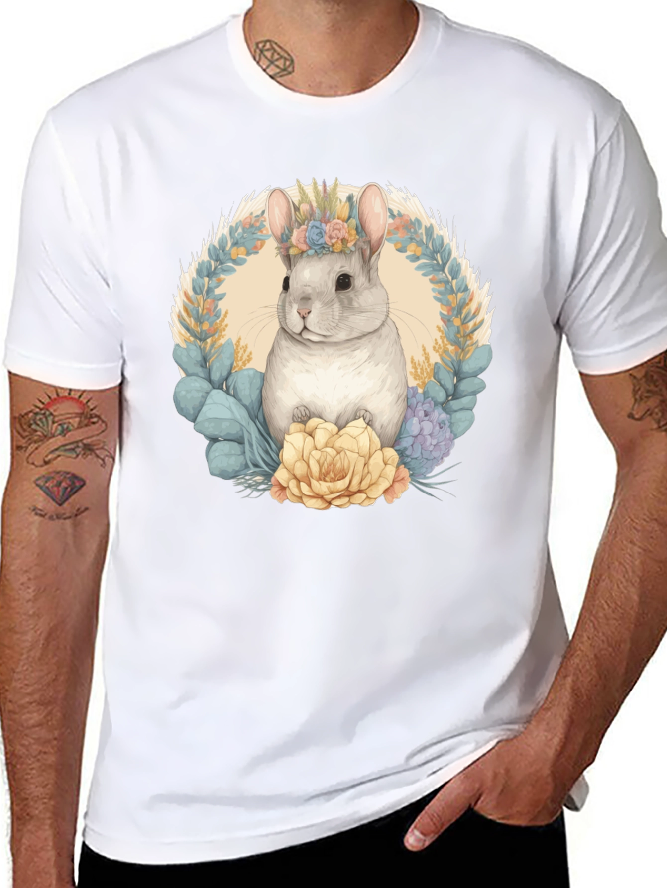 Chinchilla Floral Wreath Graphic Tee