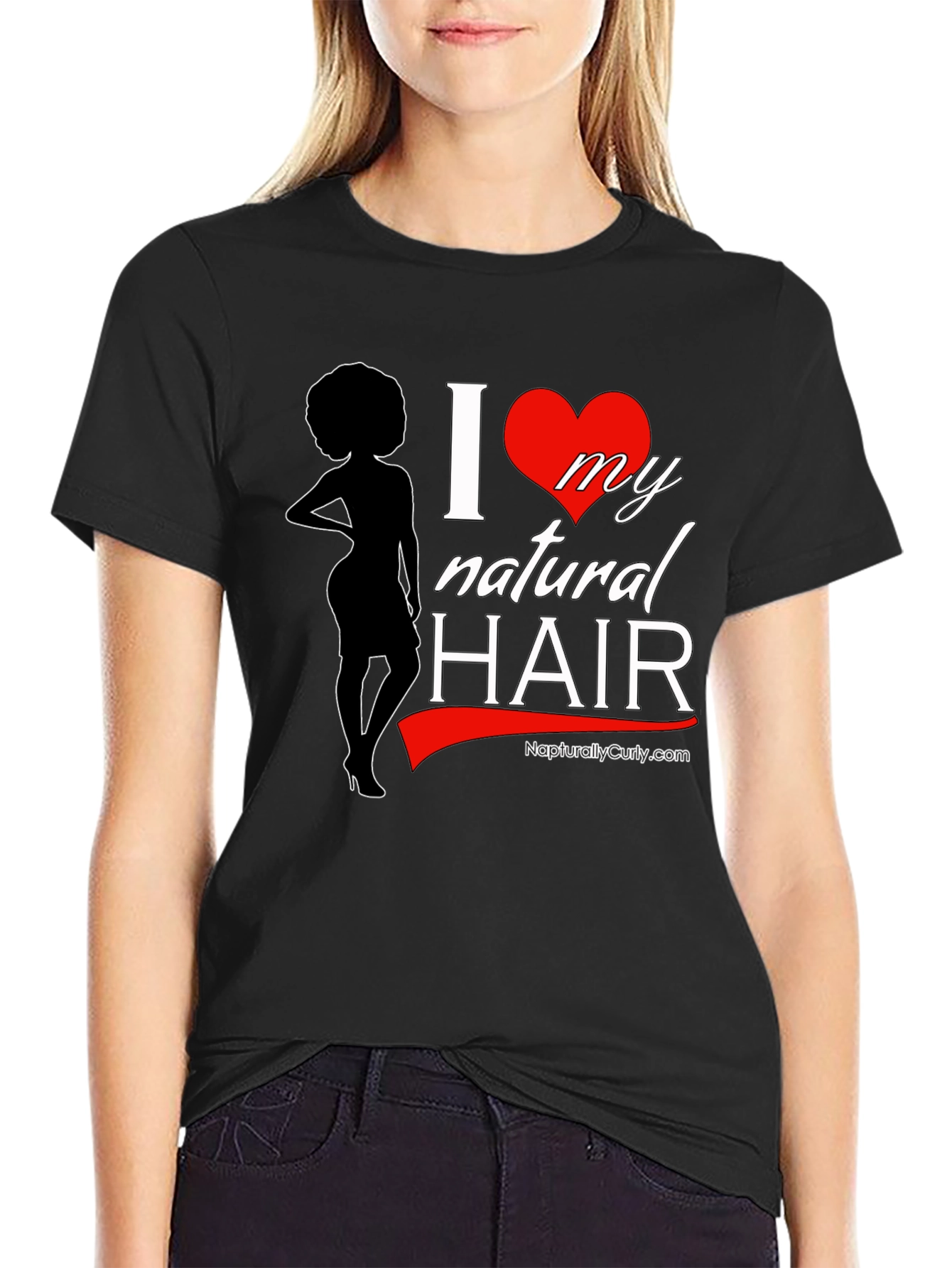 I Love My Natural Hair T-Shirt - Afro Silhouette Design