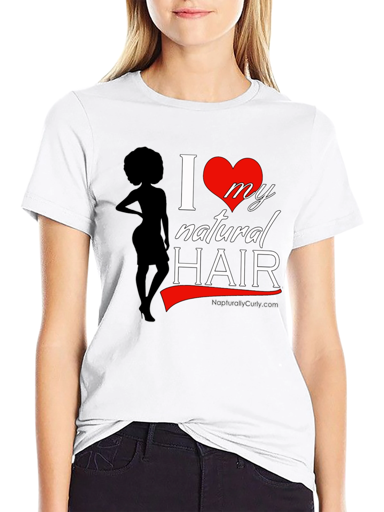 I Love My Natural Hair T-Shirt - Afro Silhouette Design