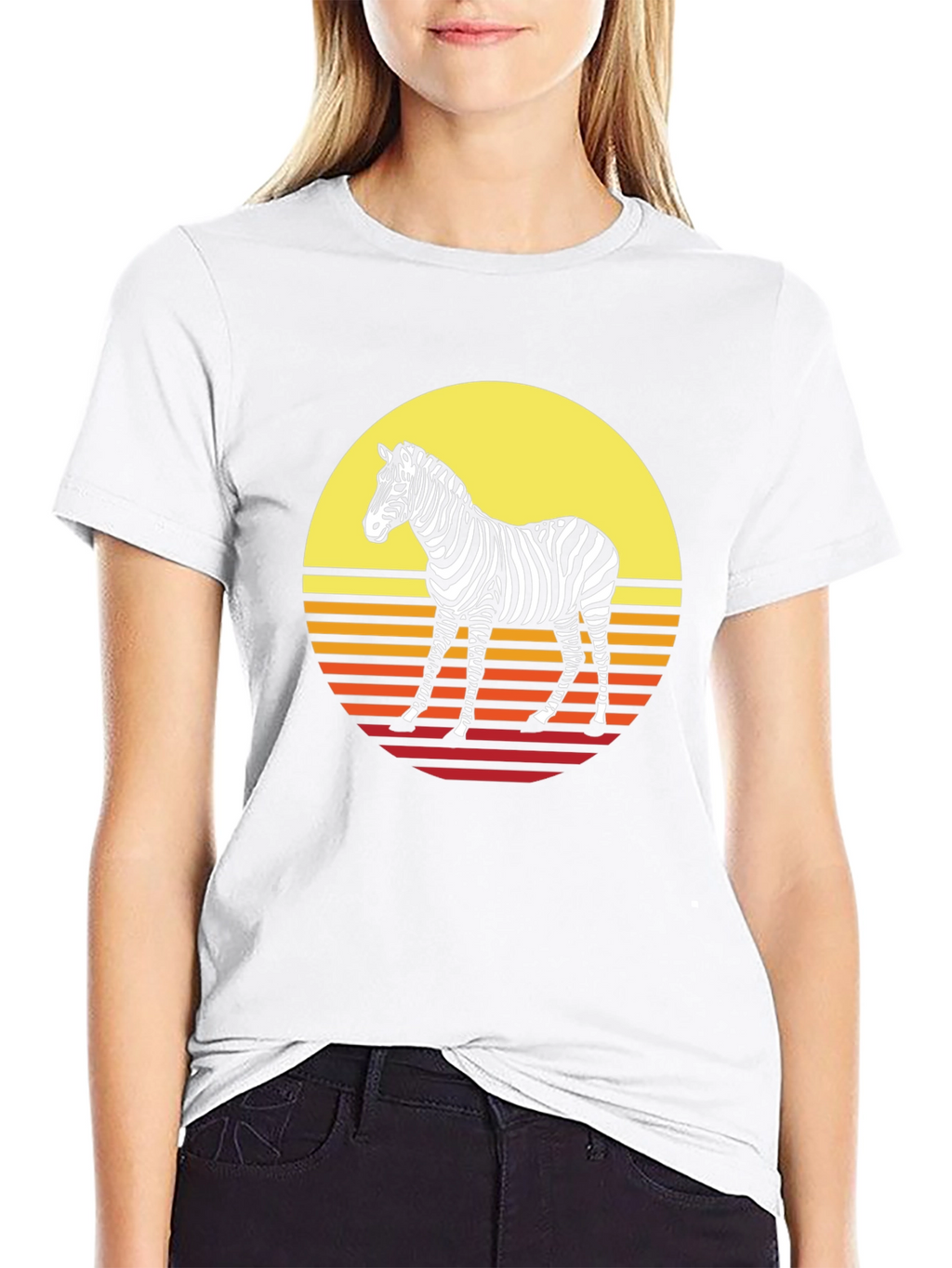 Retro Zebra Graphic Tee - Sunset Style