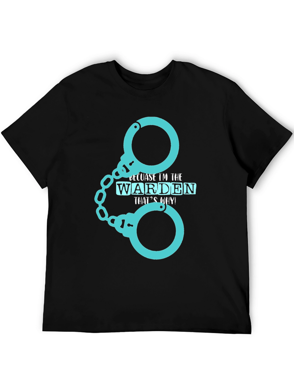 Warden T-Shirt - Handcuffs Design Black Tee