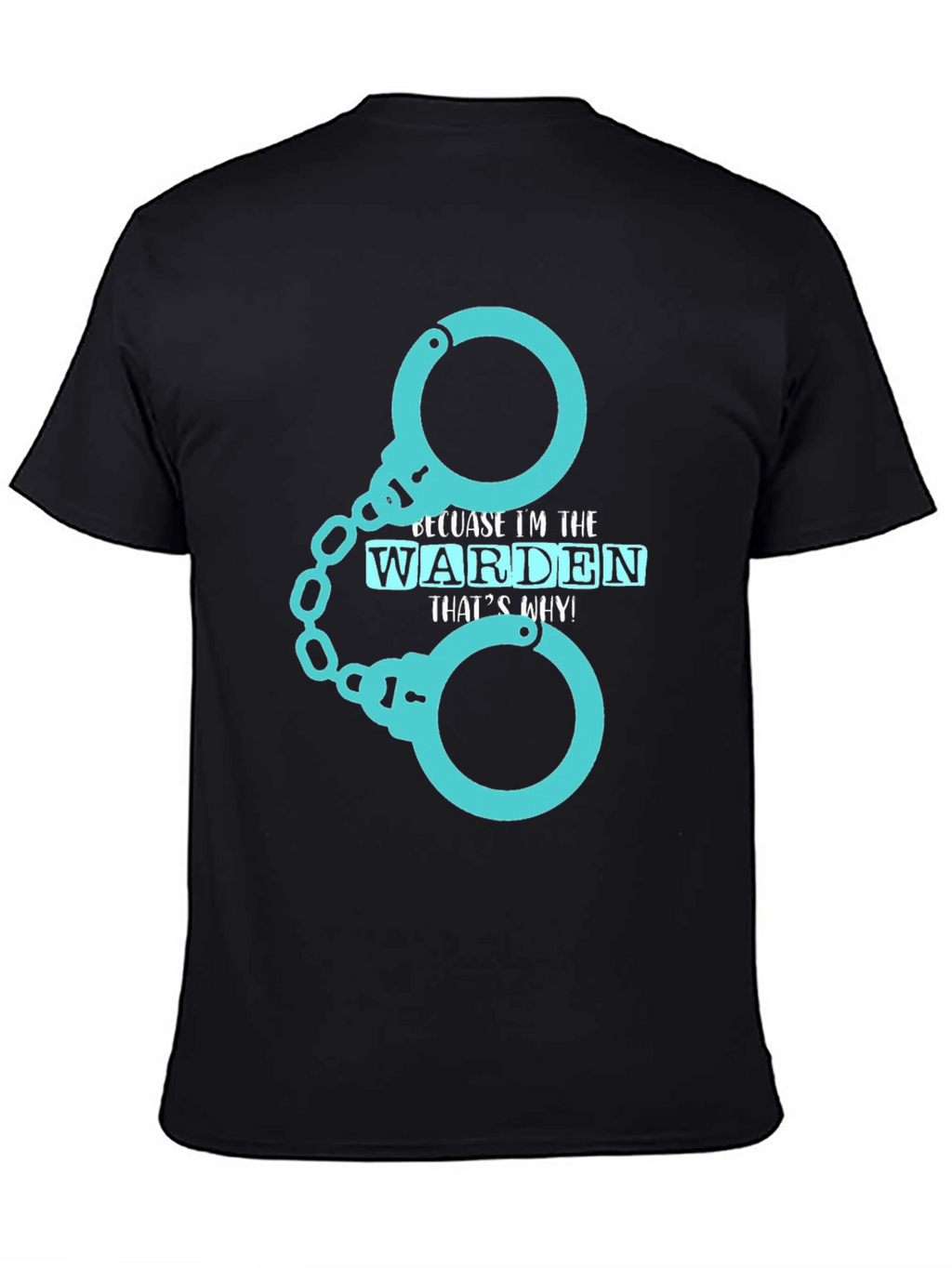 Warden T-Shirt - Handcuffs Design Black Tee