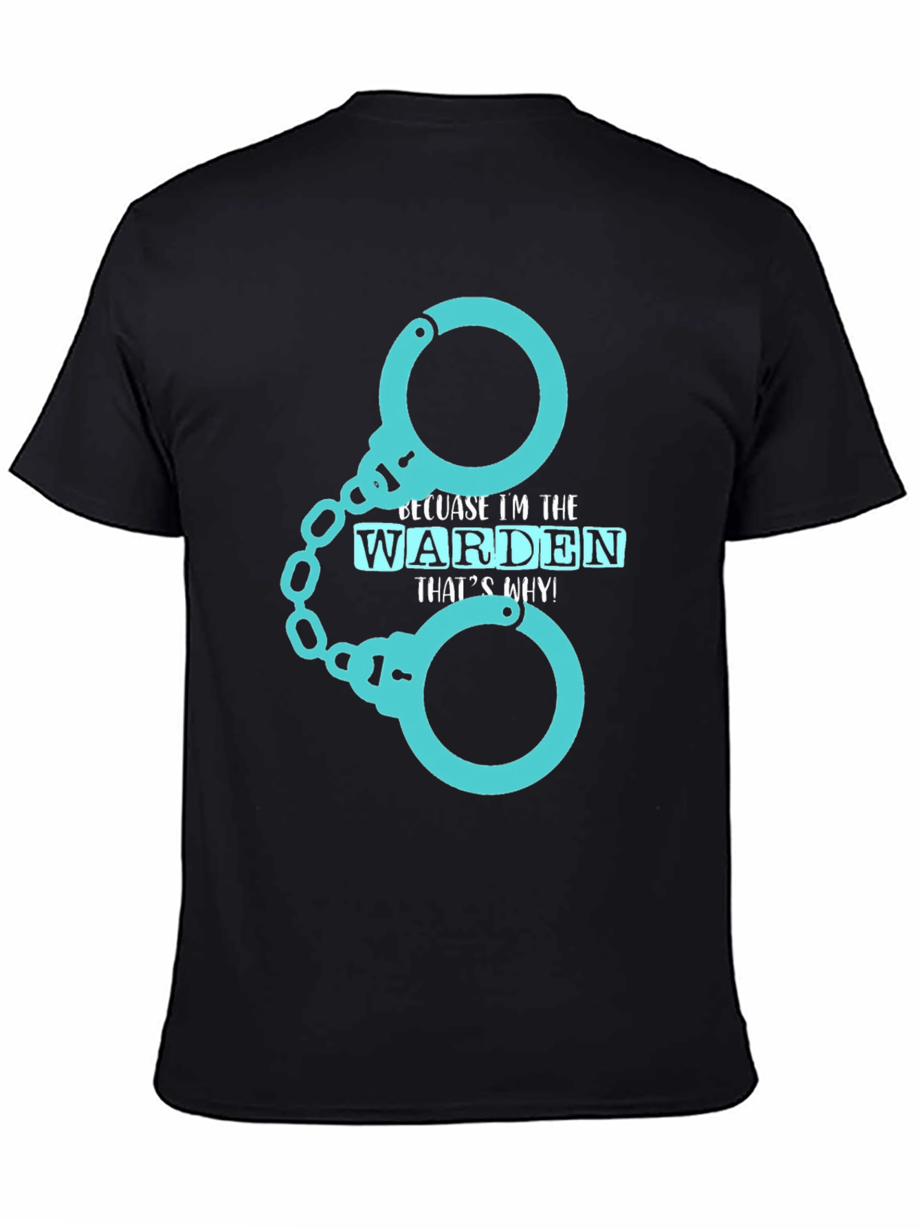Warden T-Shirt - Handcuffs Design Black Tee