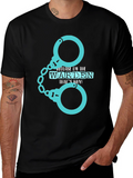 Warden T-Shirt - Handcuffs Design Black Tee