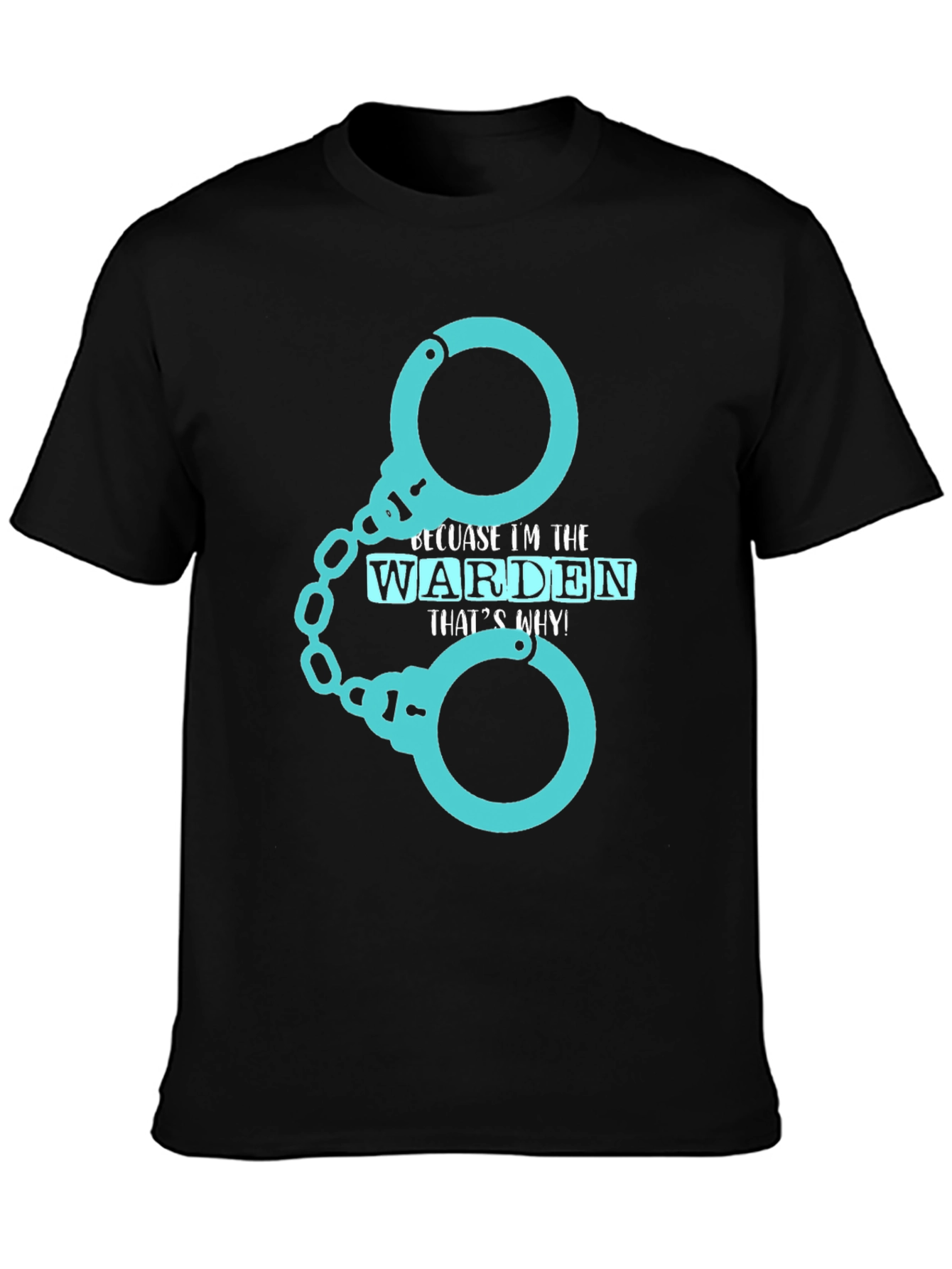 Warden T-Shirt - Handcuffs Design Black Tee