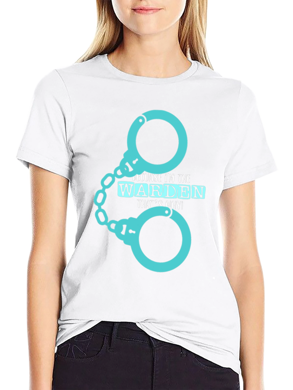 Warden T-Shirt - Handcuffs Design Black Tee