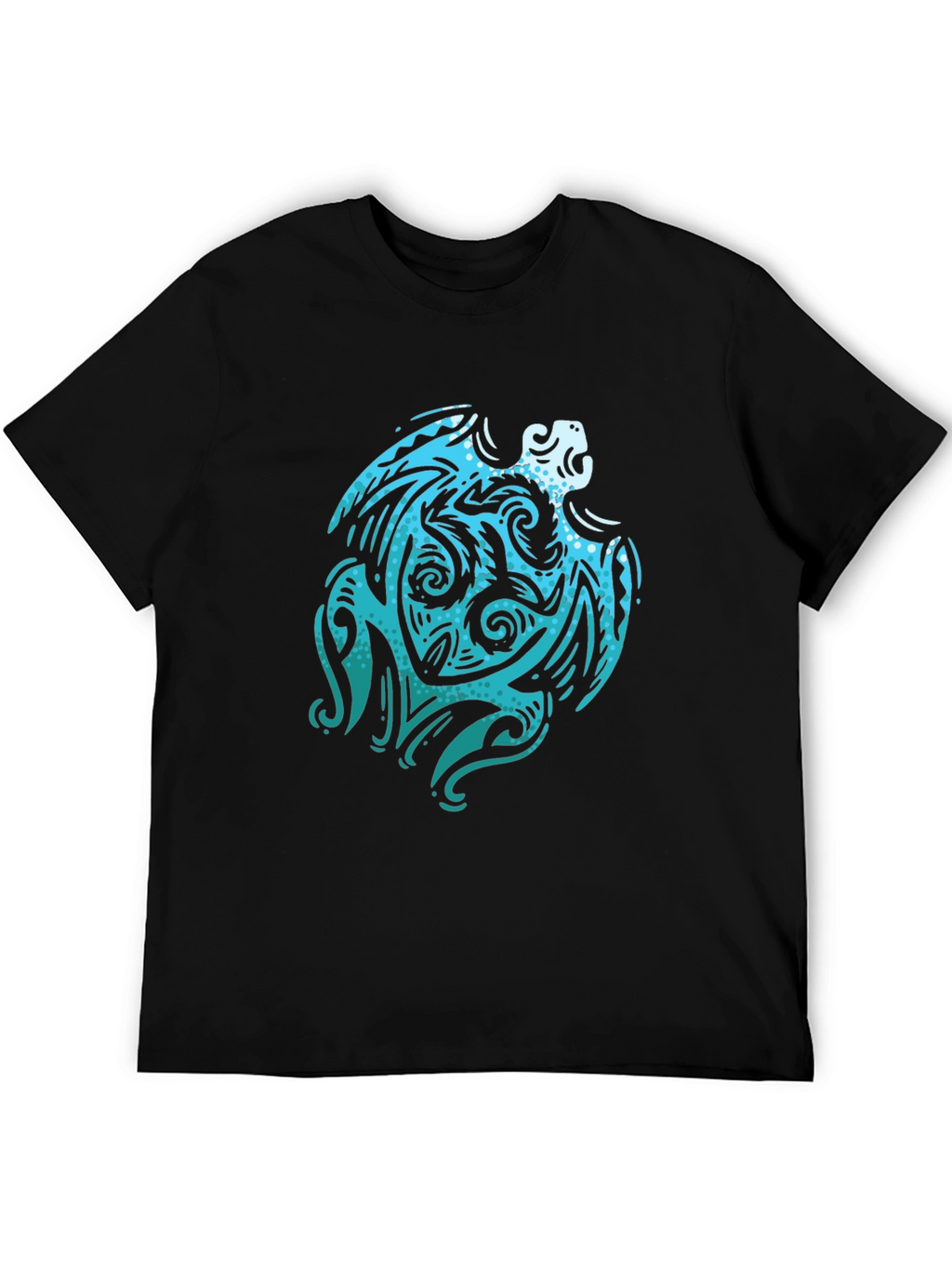 Tribal Turtle Graphic Tee - Black Cotton Shirt