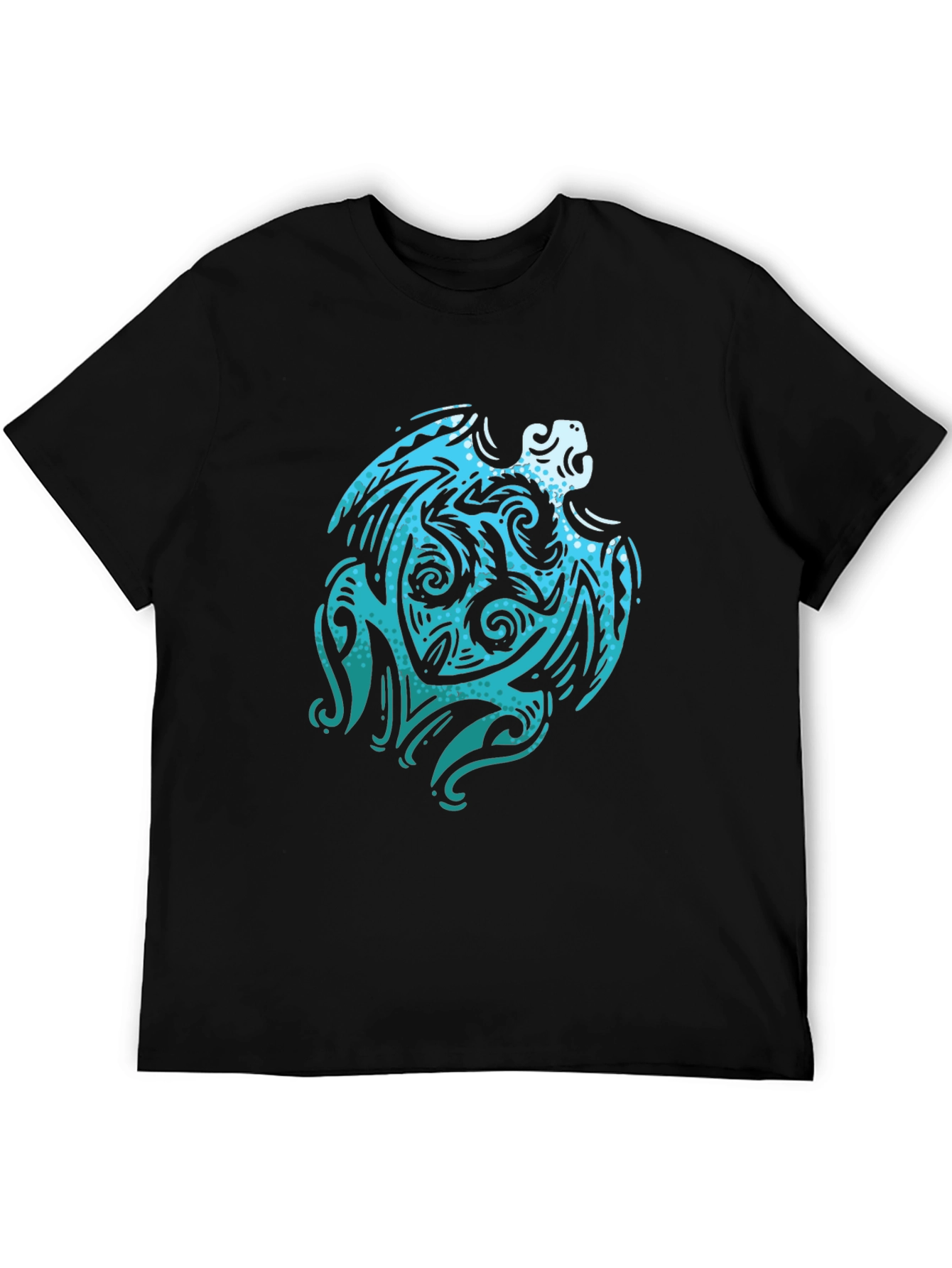 Tribal Turtle Graphic Tee - Black Cotton Shirt