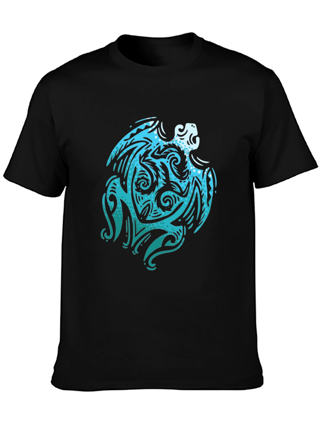 Tribal Turtle Graphic Tee - Black Cotton Shirt