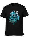 Tribal Turtle Graphic Tee - Black Cotton Shirt