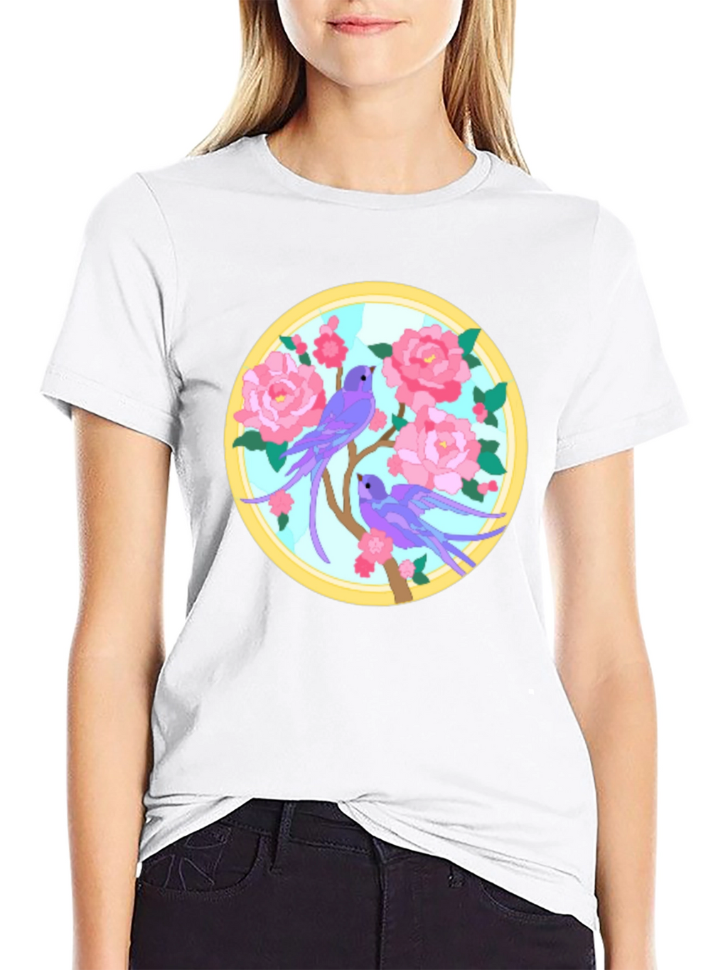 Floral Bird Graphic Tee - Unique Design T-Shirt