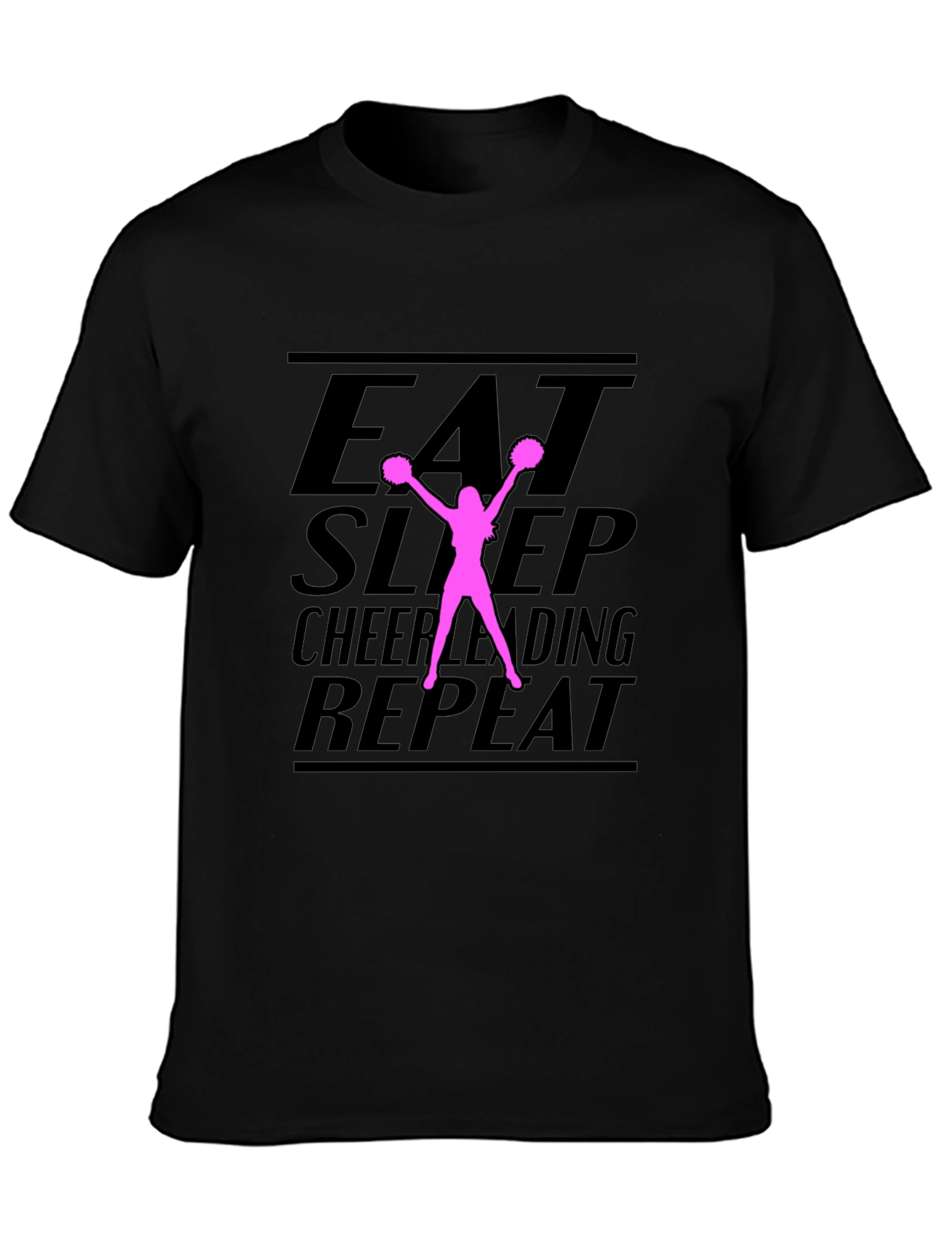 Eat Sleep Cheerleading Repeat Black T-Shirt