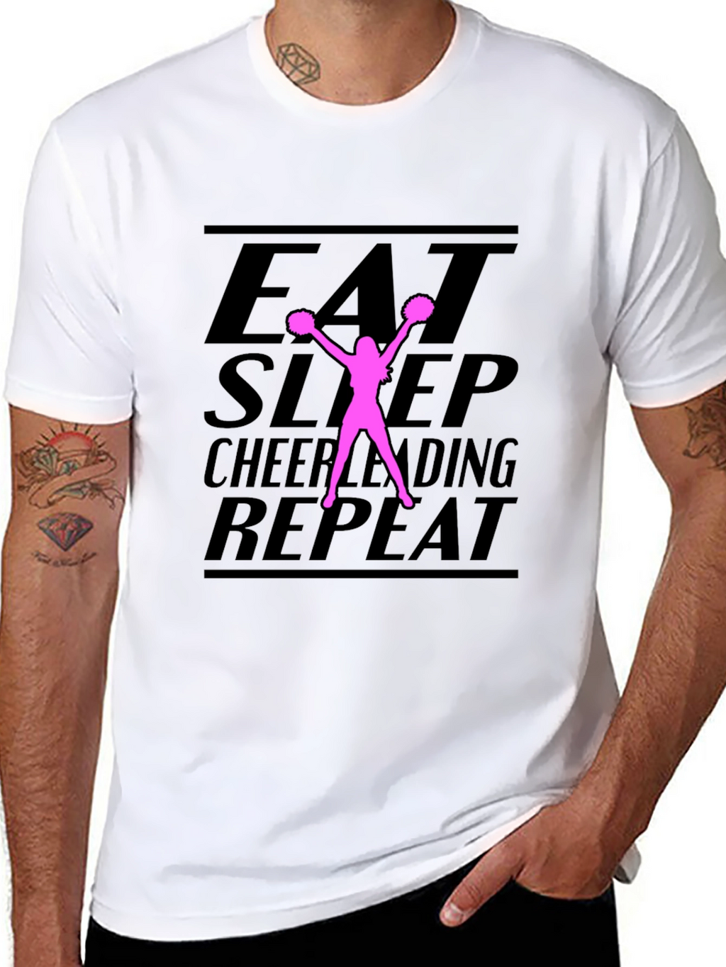 Eat Sleep Cheerleading Repeat Black T-Shirt