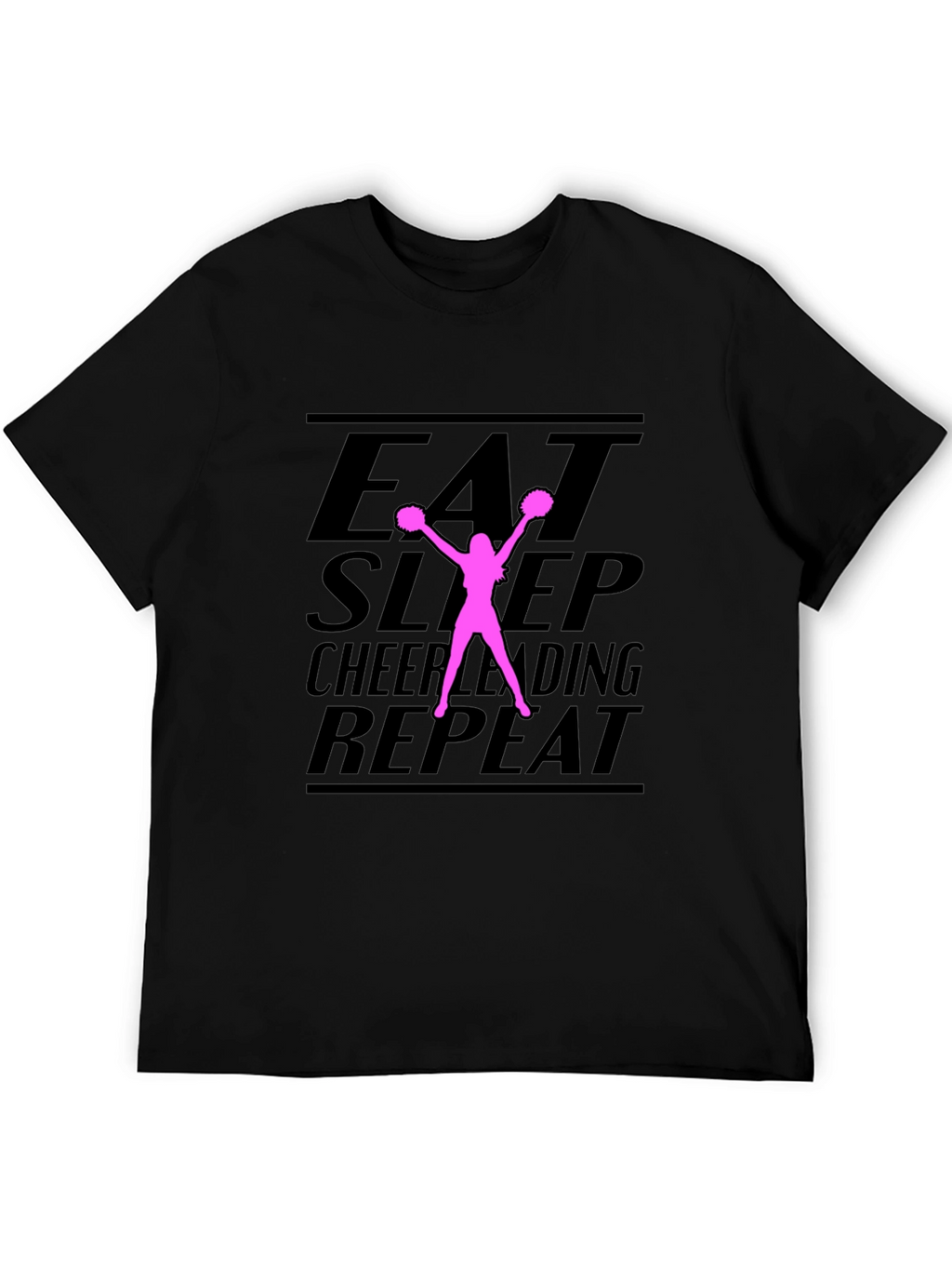 Eat Sleep Cheerleading Repeat Black T-Shirt