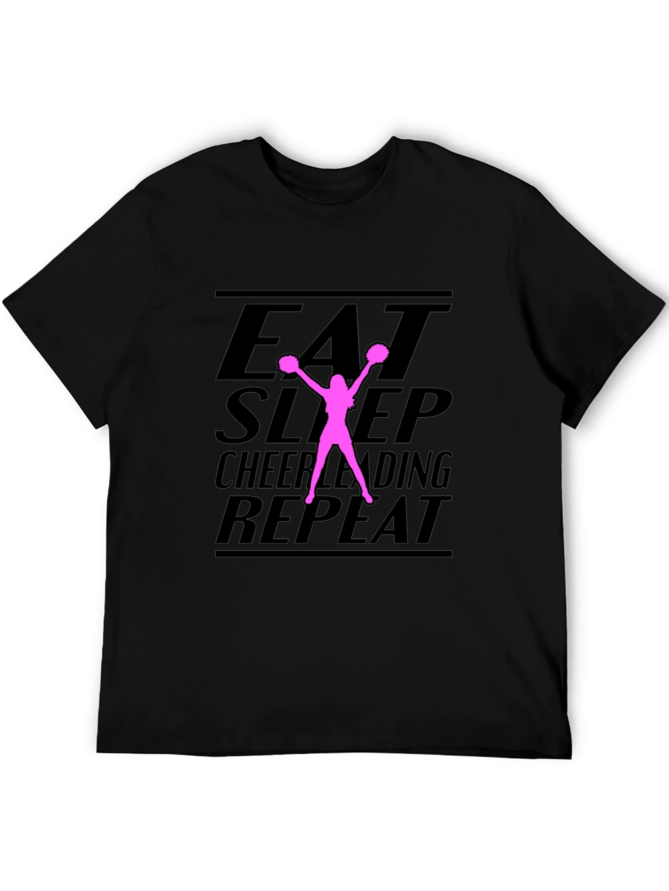 Eat Sleep Cheerleading Repeat Black T-Shirt