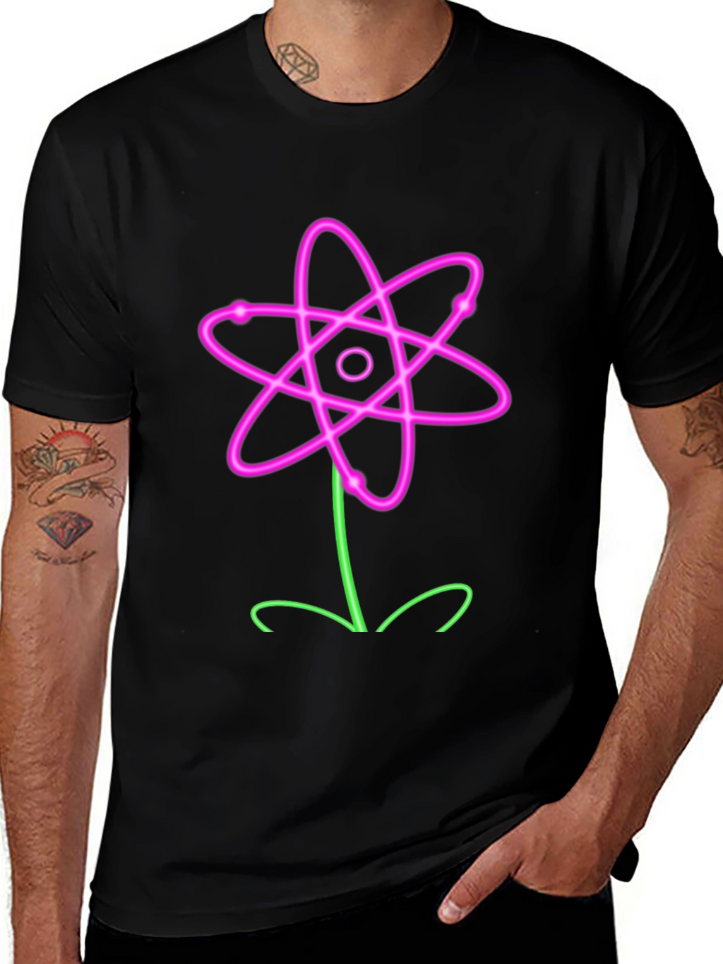 Neon Atom Flower Graphic Tee