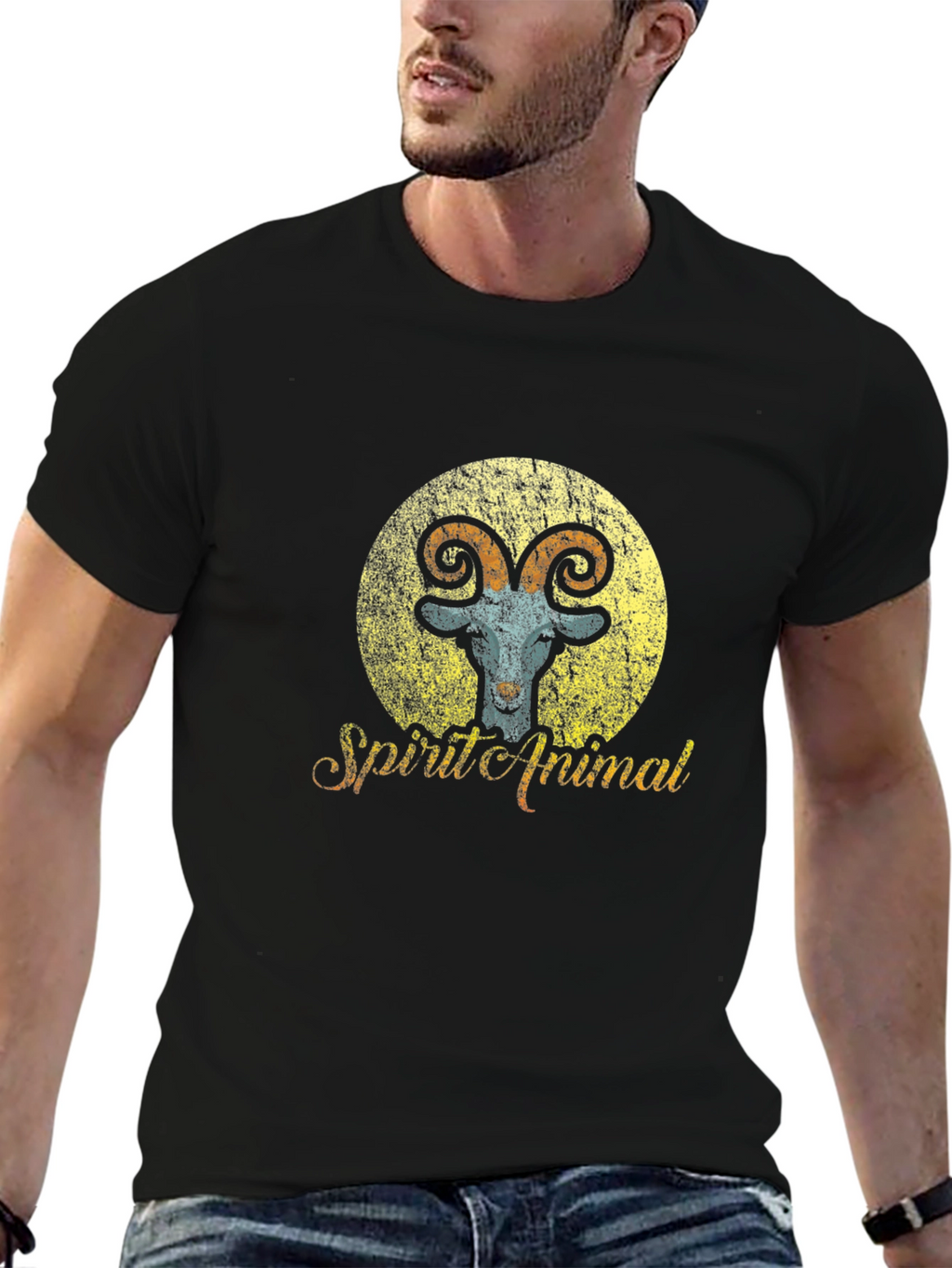 Spirit Animal Goat Graphic Tee - Unisex Black Shirt