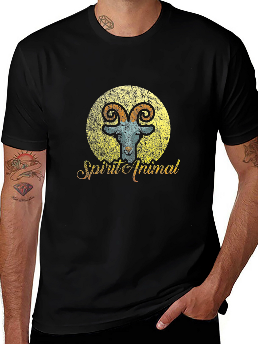 Spirit Animal Goat Graphic Tee - Unisex Black Shirt