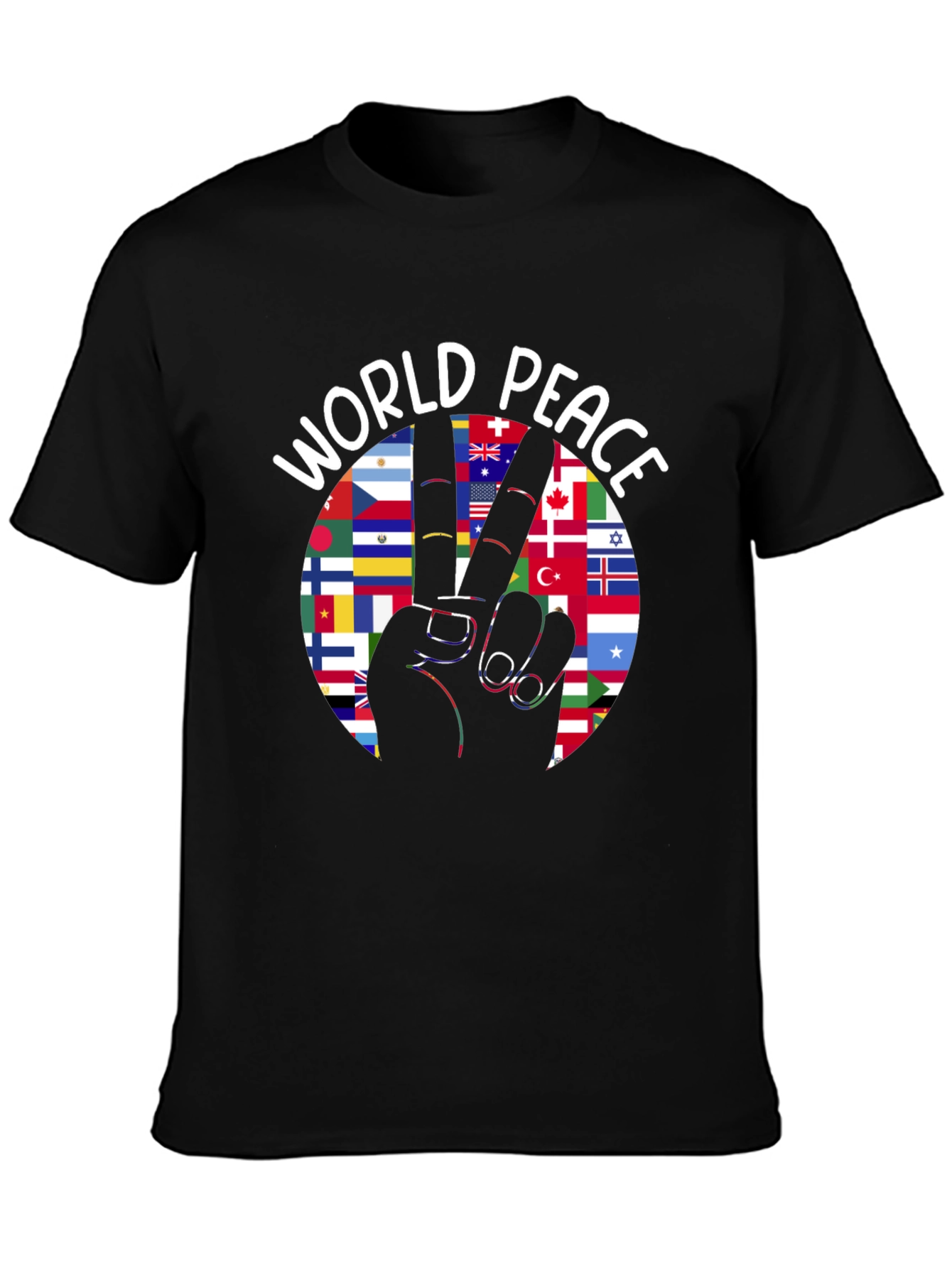 World Peace T-Shirt International Flags Peace Sign