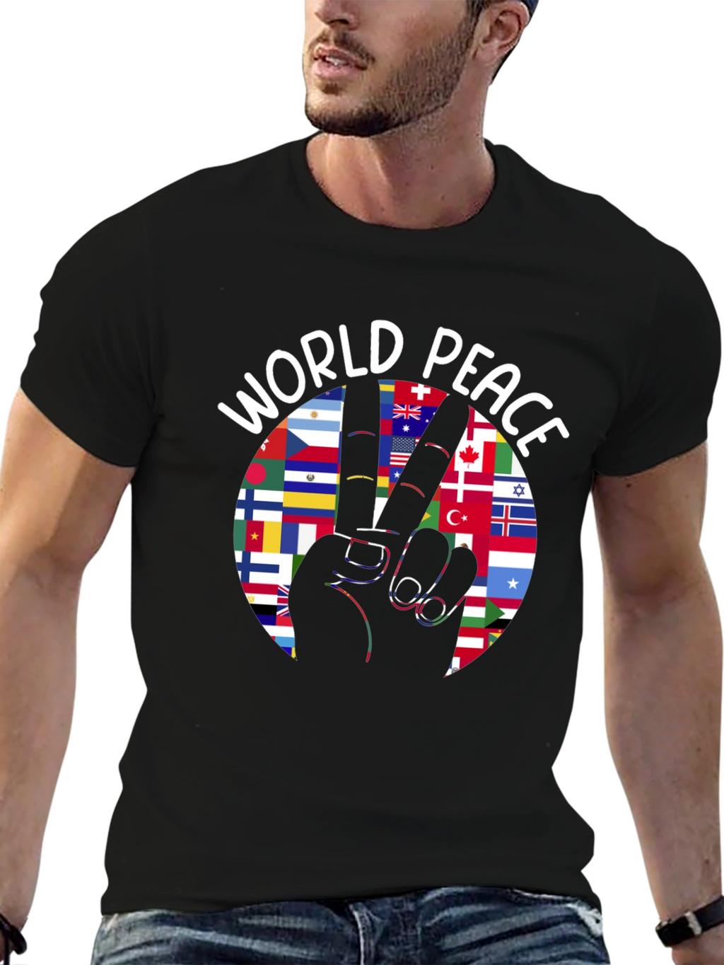 World Peace T-Shirt International Flags Peace Sign