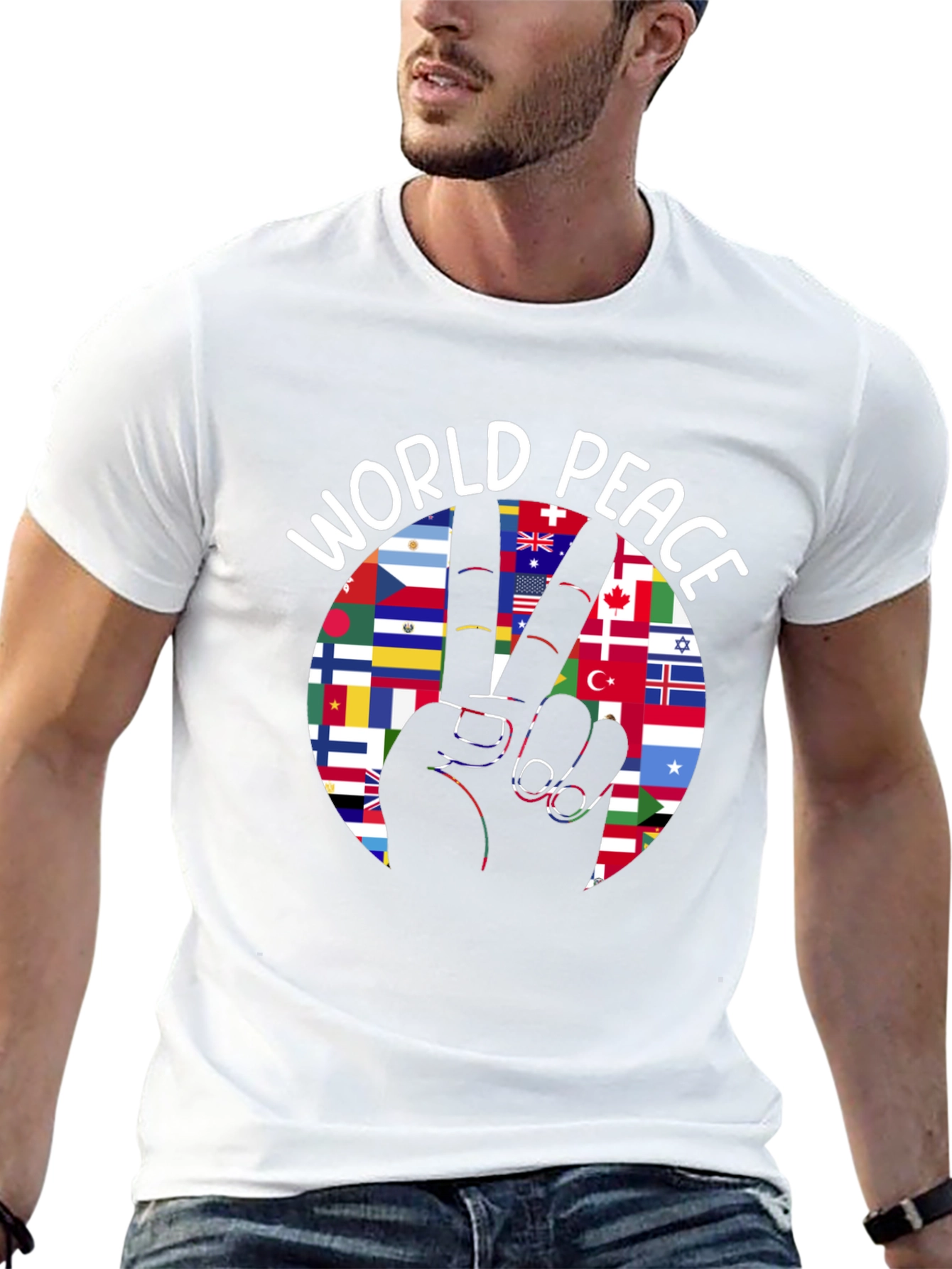 World Peace T-Shirt International Flags Peace Sign