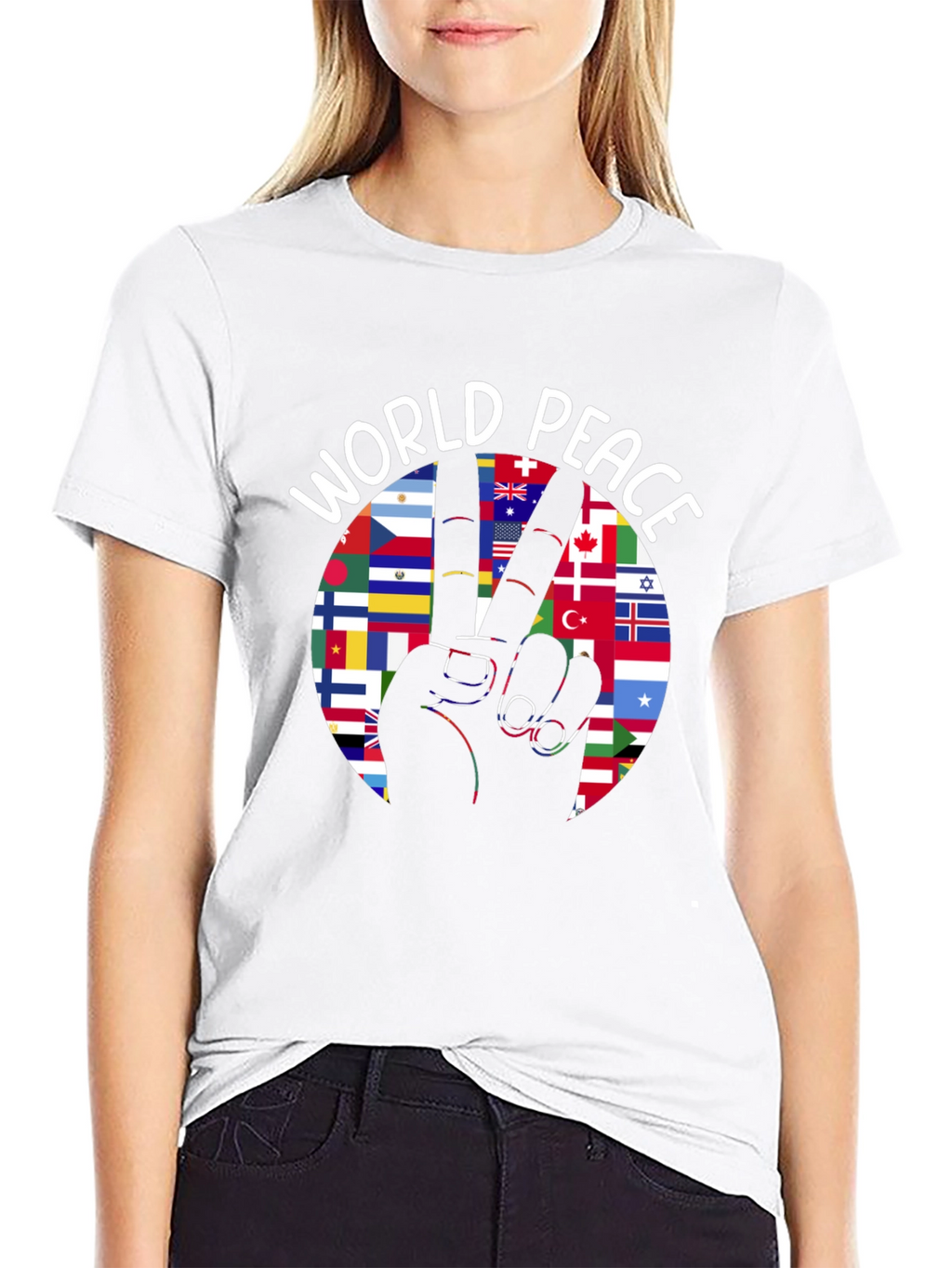 World Peace T-Shirt International Flags Peace Sign